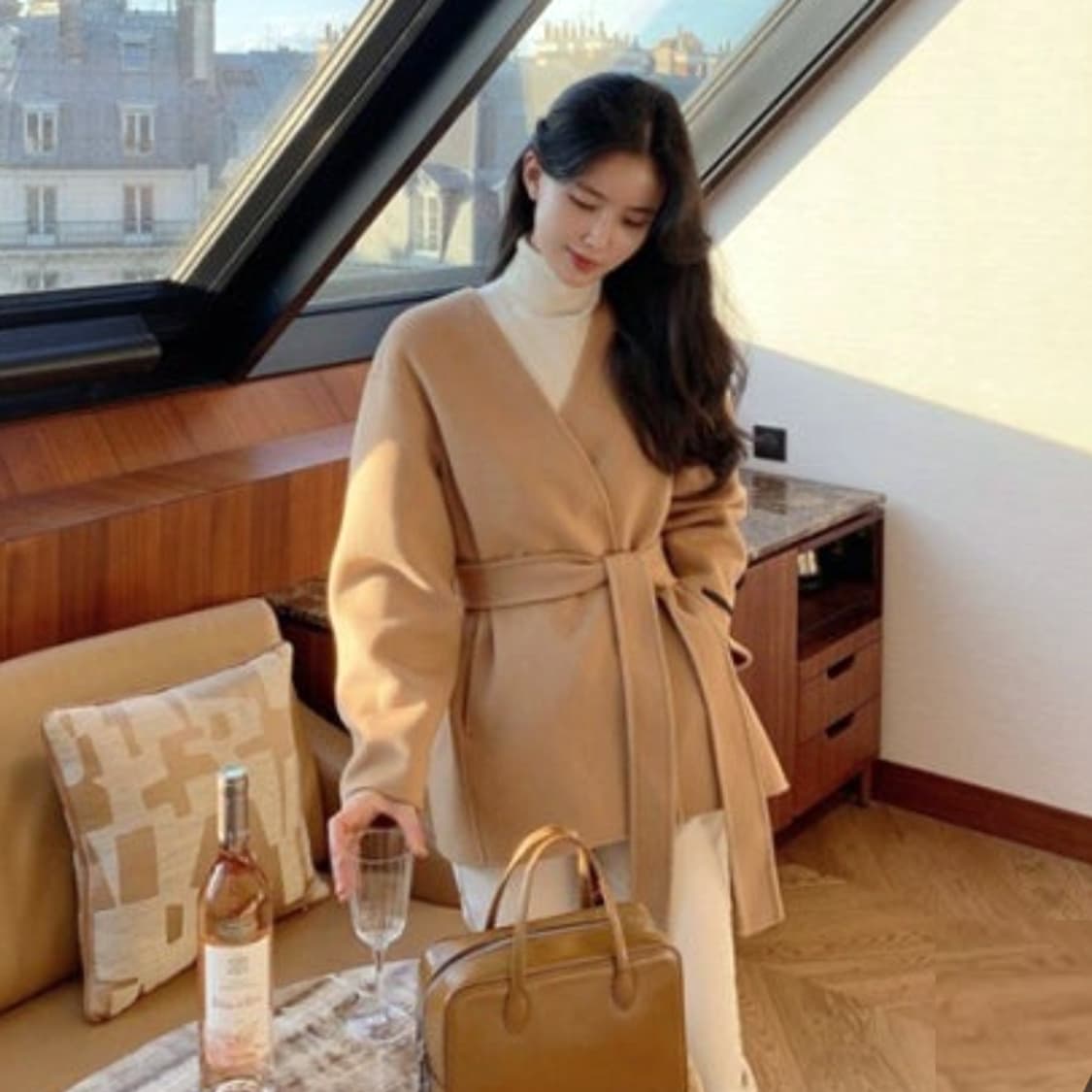 베니토(BENITO) 레아나 울100 노카라 하프코트 프리사이즈 새상품 상품이미지1