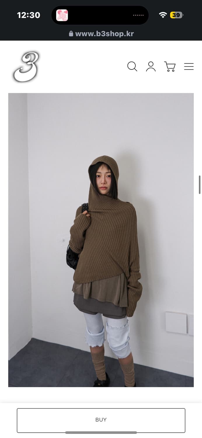 비센사이 be. Sensai Dune hood knit 후드 니트 카키 상품이미지1