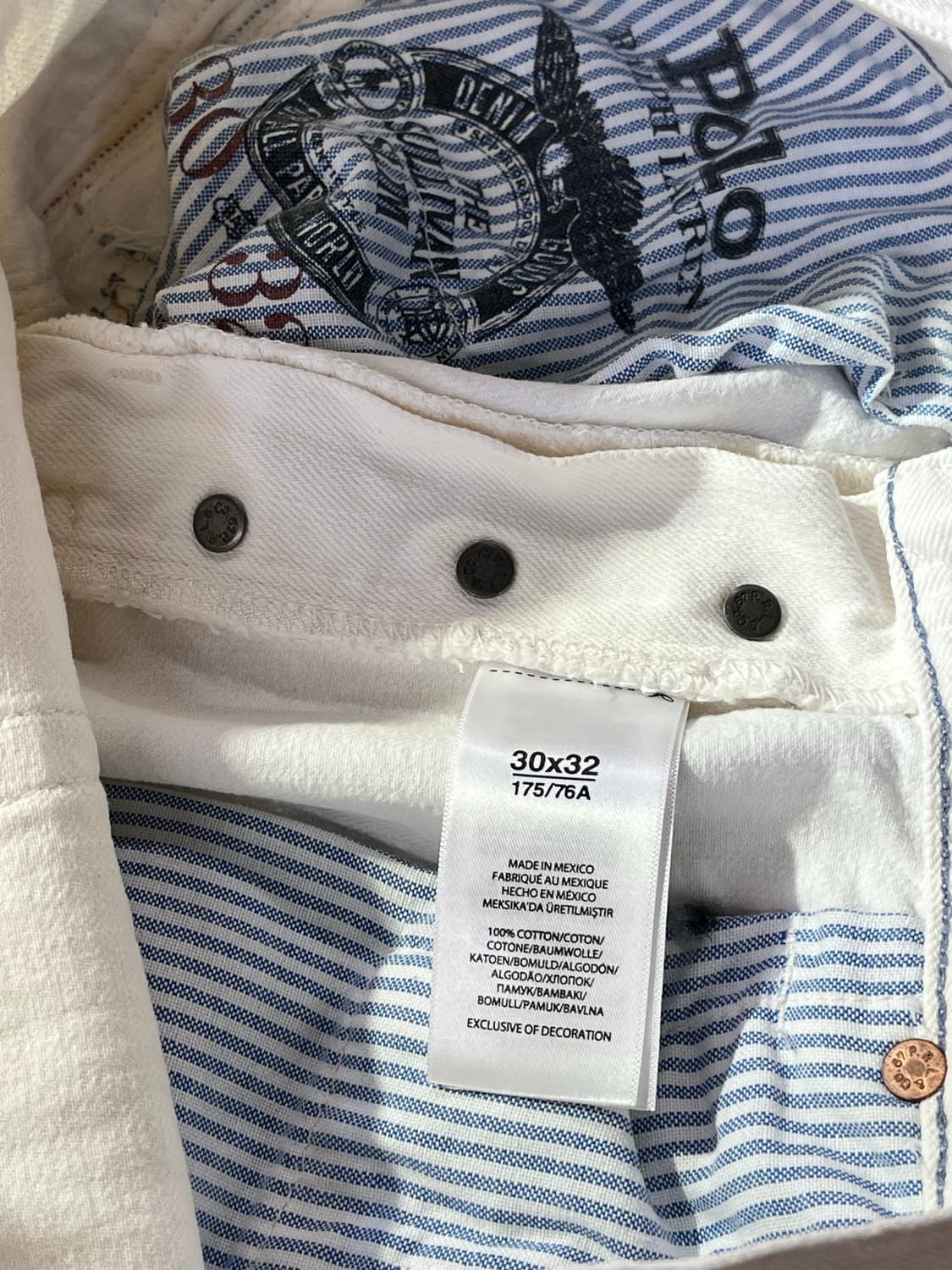 폴로 패치 워크 데님 팬츠 화이트 30X32 #csz2216 상품이미지5