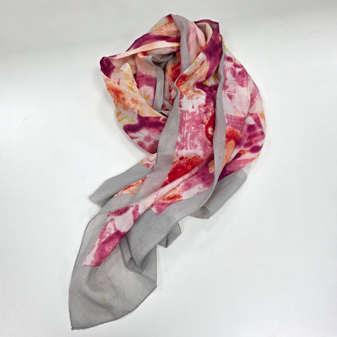 빈티지)나염st 모리걸 y2k 로맨틱 플로럴 실크 스카프머플러 상품이미지1