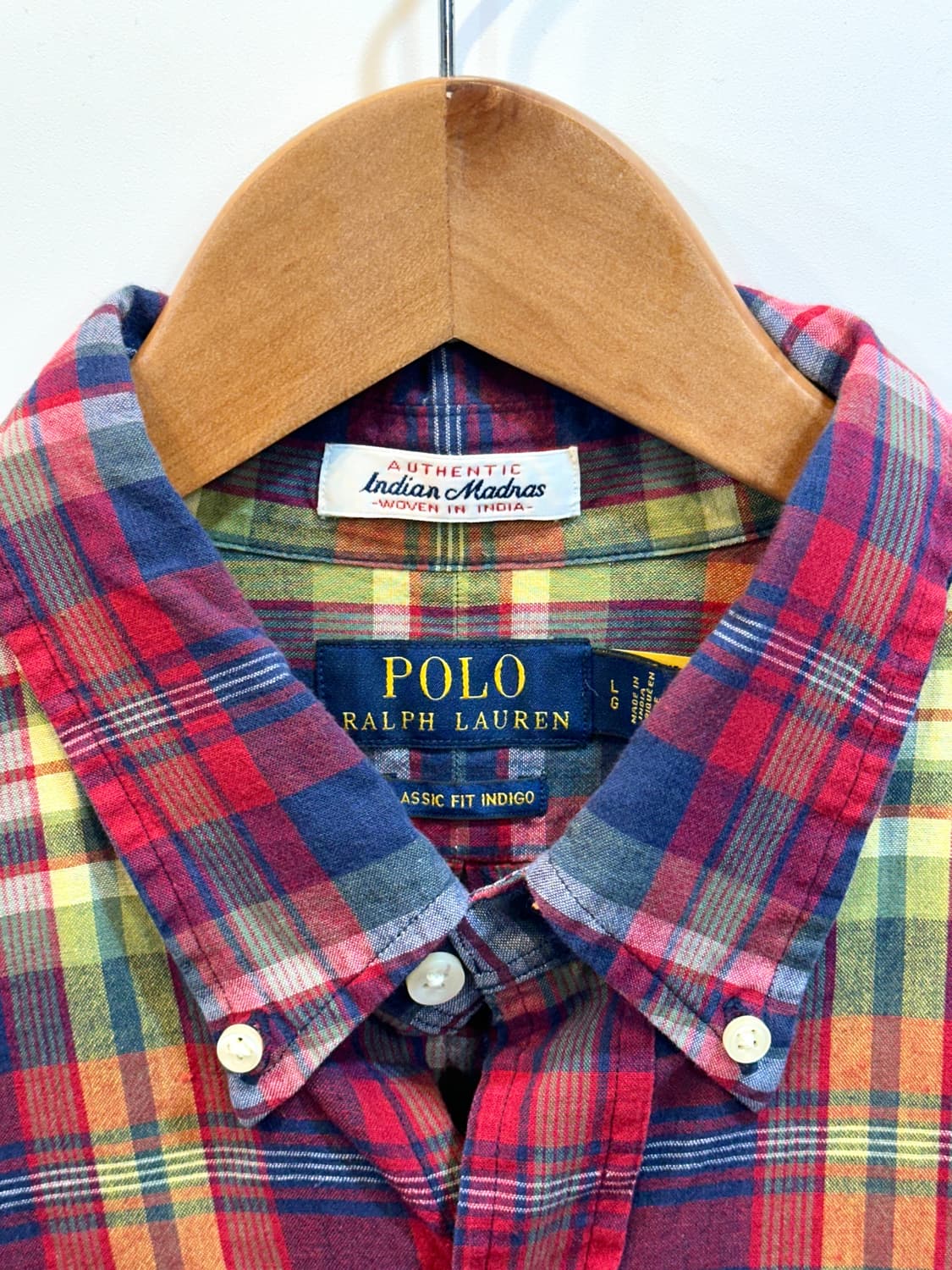 폴로 랄프로렌 인디언 마드라스 체크 린넨 셔츠 L 상품이미지5