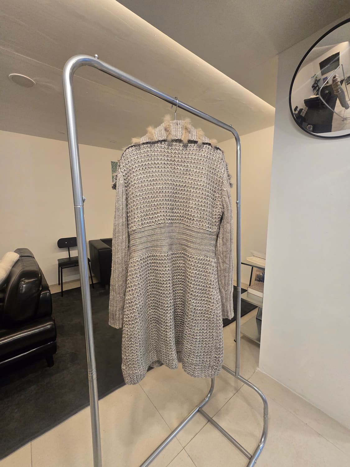 퍼 트리밍 밸트 니트 코트 상품이미지3