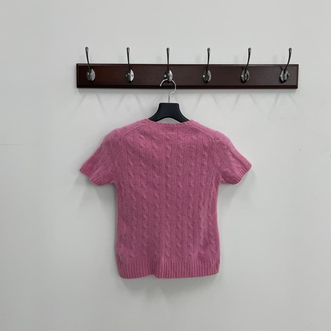 폴로 랄프로렌 캐시미어 블랜드 케이블 꽈베기 핑크 반팔 니트 상품이미지2