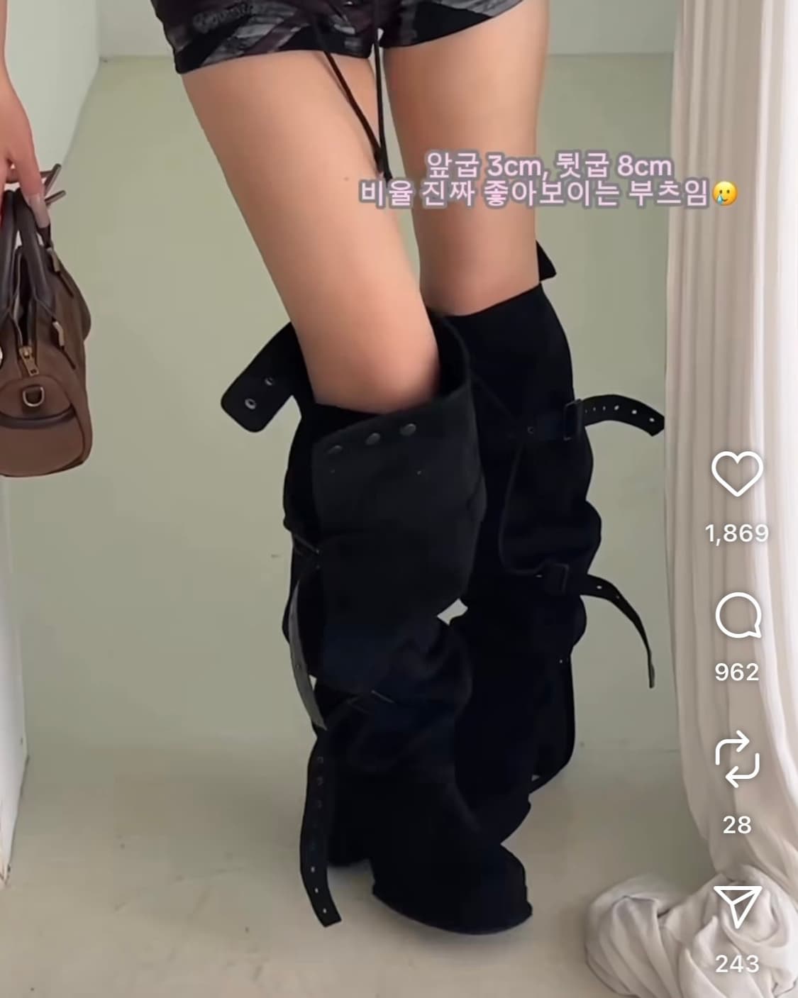 게이트리스 싸이하이 버클 스웨이드 롱부츠 블랙 M(235 240 245) 상품이미지4