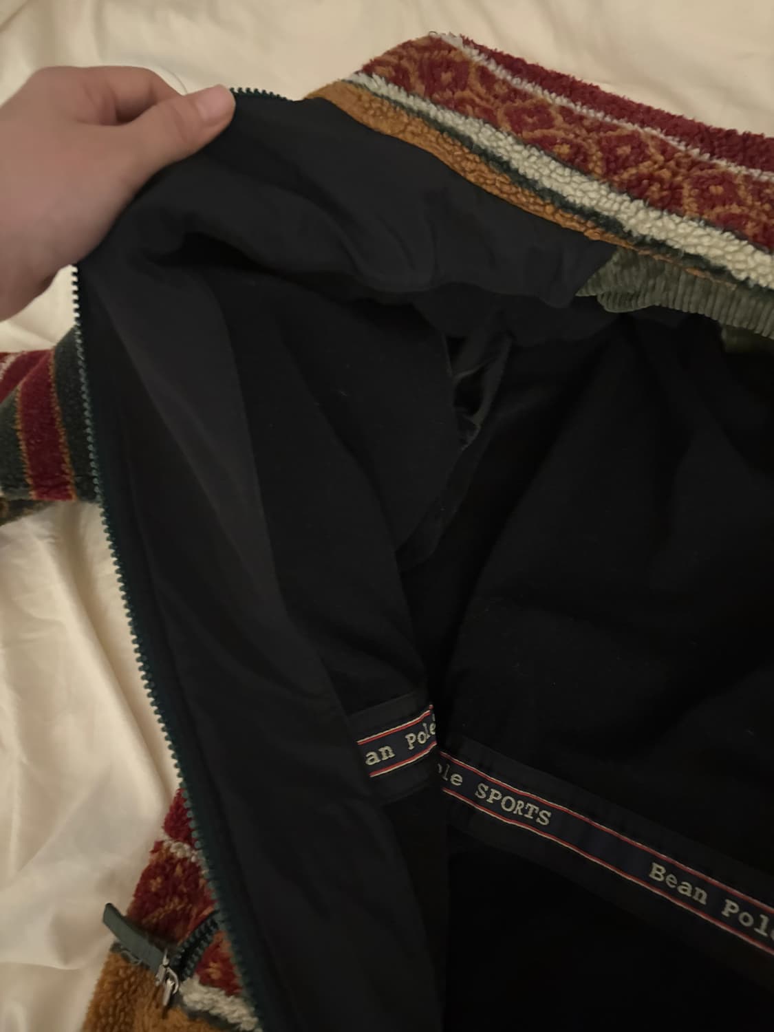 90‘빈티지 빈폴 레드그린 에스닉 스트라이프 플리스 후리스 상품이미지4