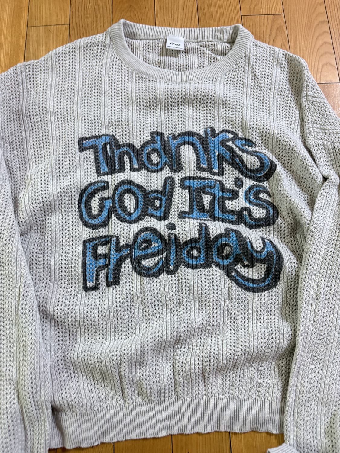 프라이 코튼 블렌디드 슬로건 니트 상품이미지2