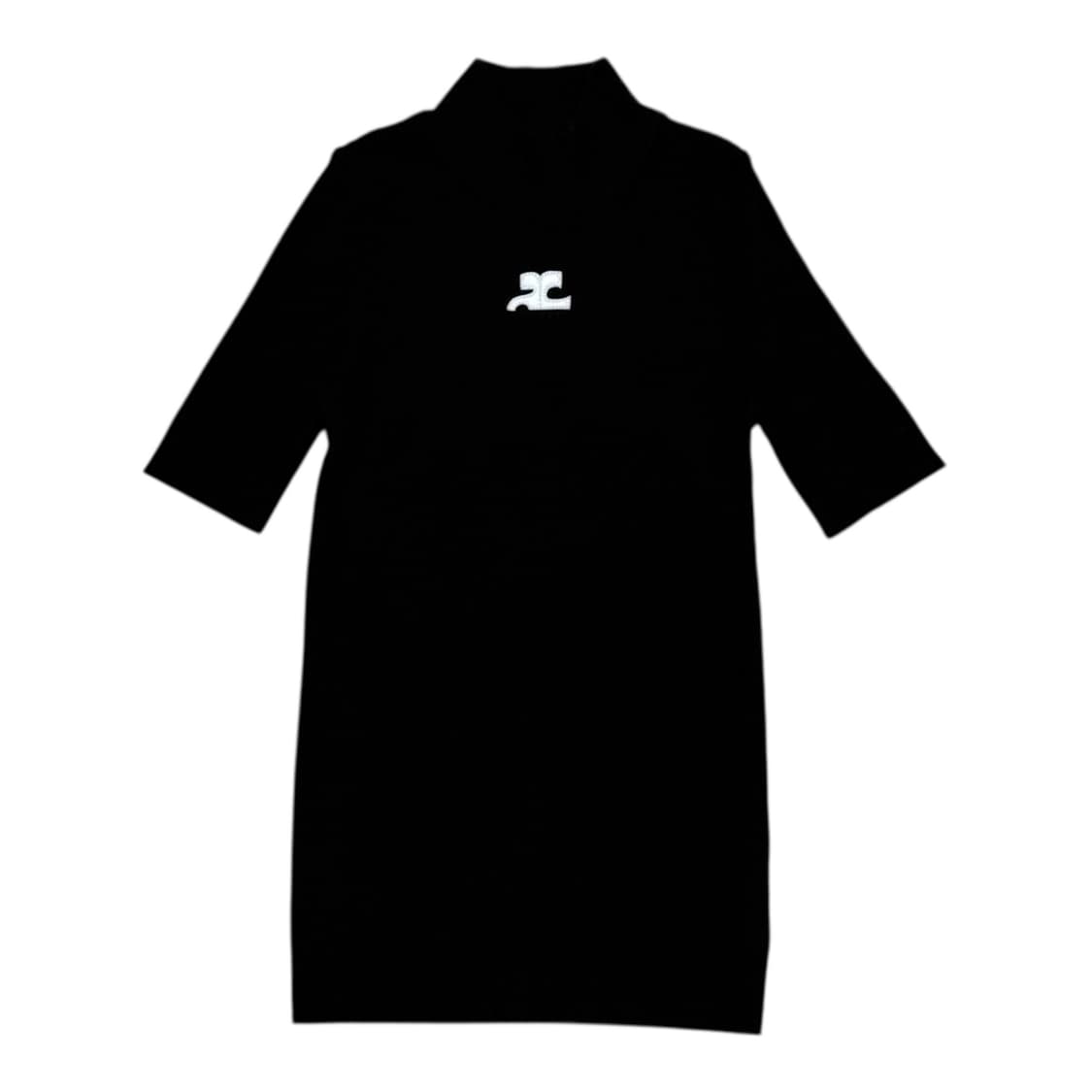 꾸레쥬 하프넥 골지 니트 탑 블랙 L 상품이미지1