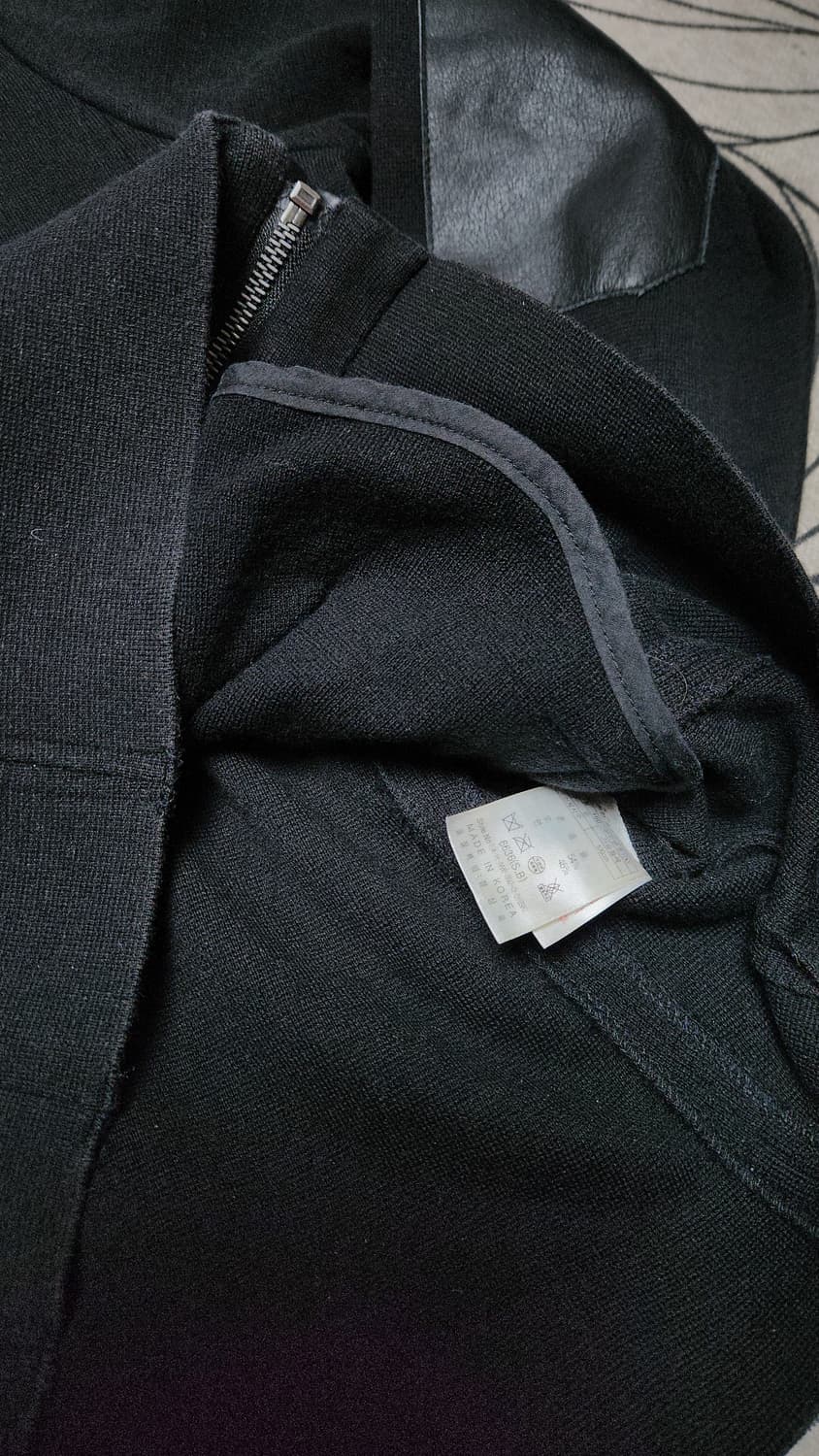 헨리코튼 남성 블랙 레더 니트 집업 100 상품이미지5