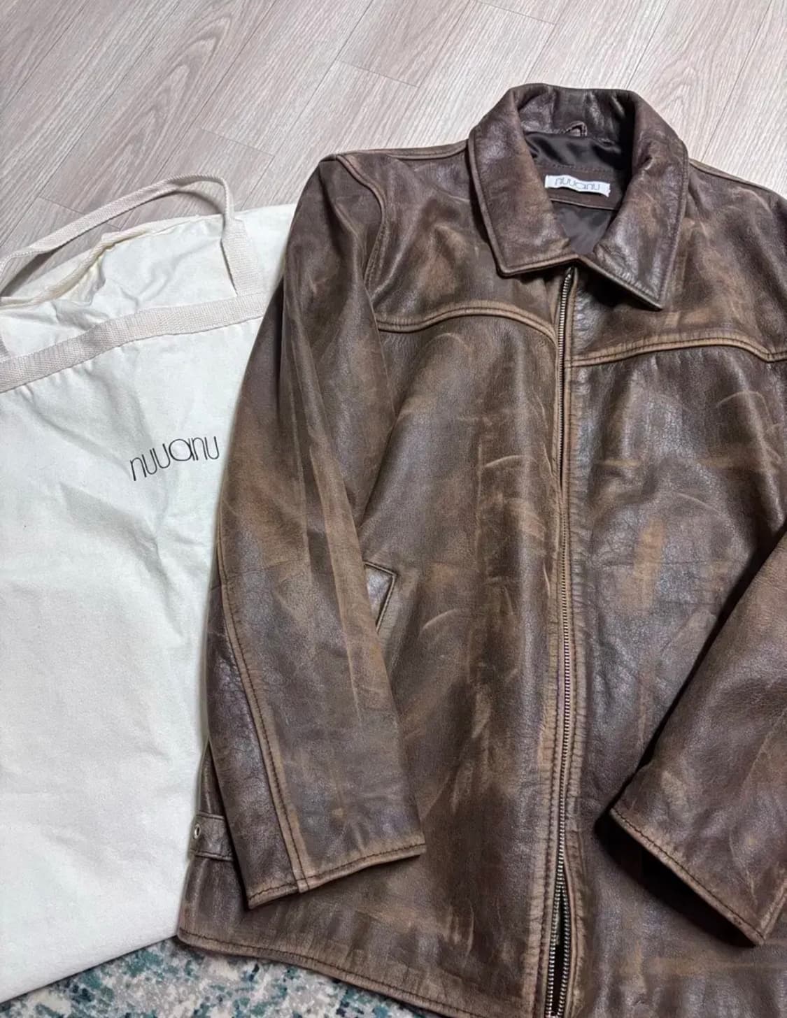 NUUANU/ 누아누/ 레더 자켓/ 누아누 브라운 레더자켓 상품이미지1