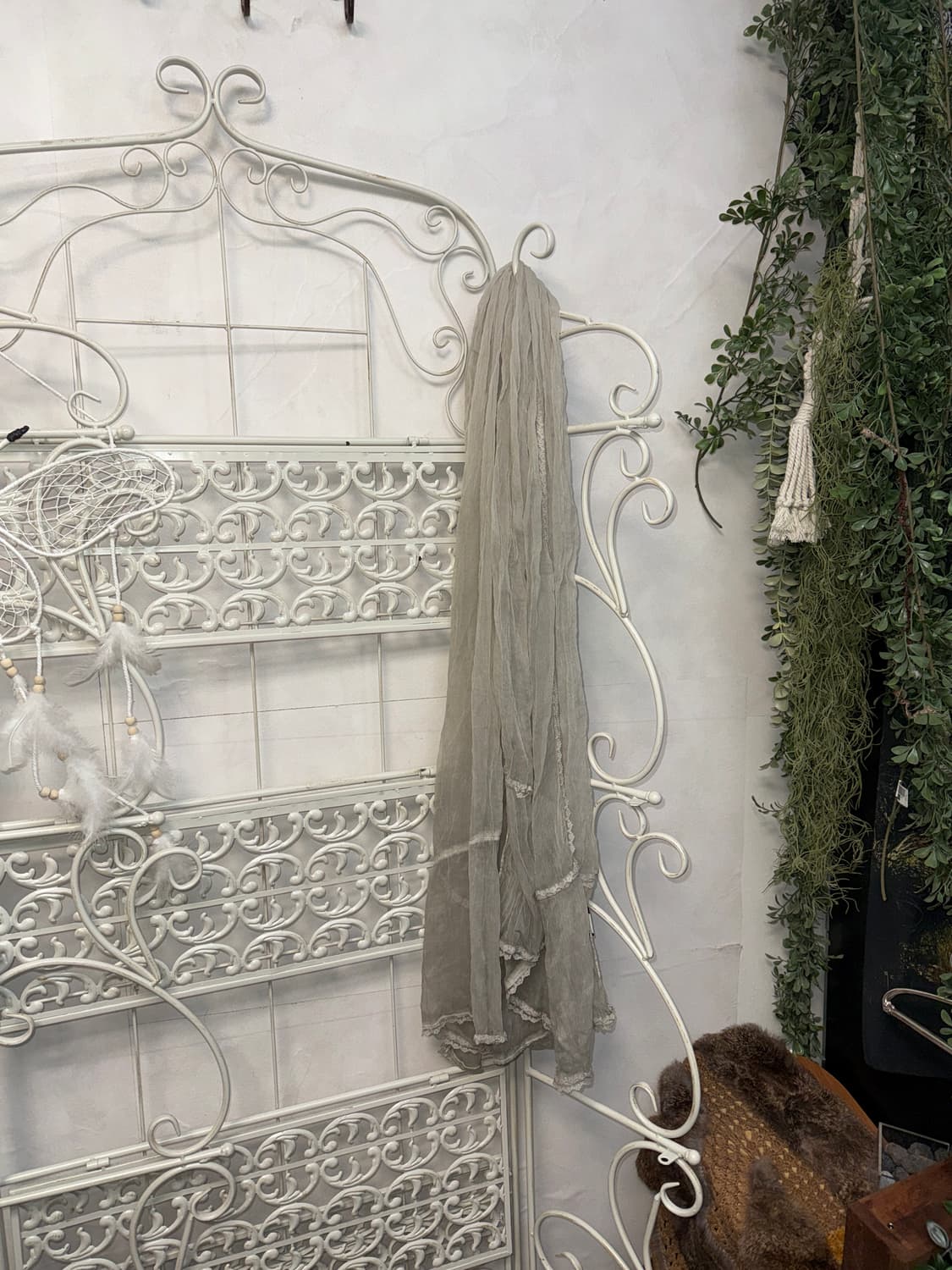 Tandy gray lace detail silk scarf 상품이미지4