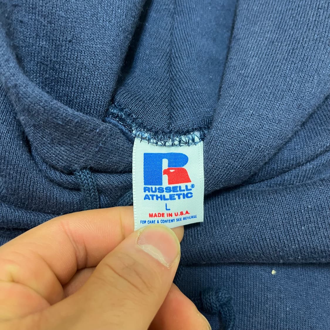 [L] 80s USA 빈티지 러셀 후드 네이비 상품이미지2