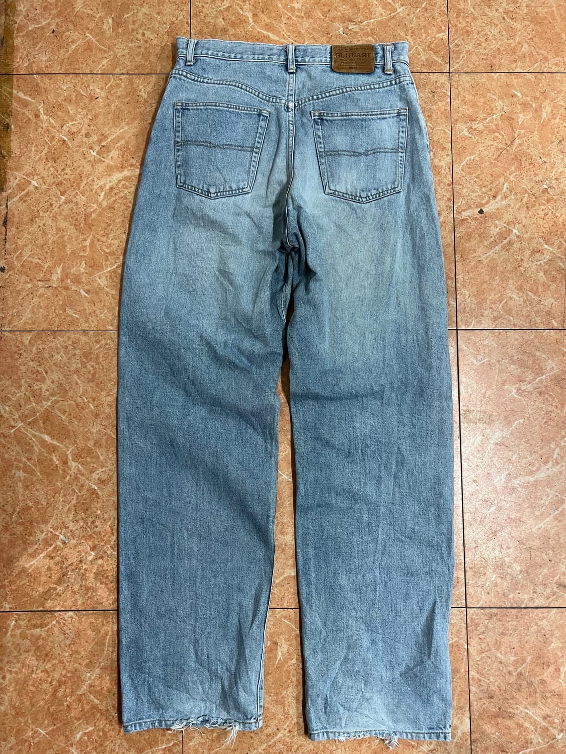 90s 빅존 GL HEART 와이드 데님 올드스쿨 배기핏 연청바지 31 상품이미지5