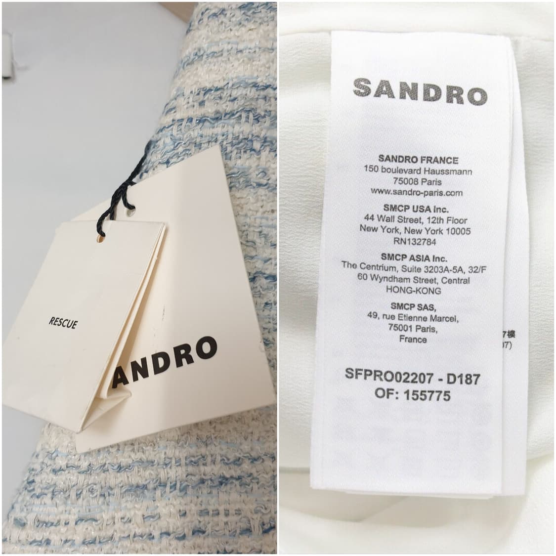 새제품)sandro 산드로 스퀘어카라 유화질감 미니 트위드 원피스 상품이미지9