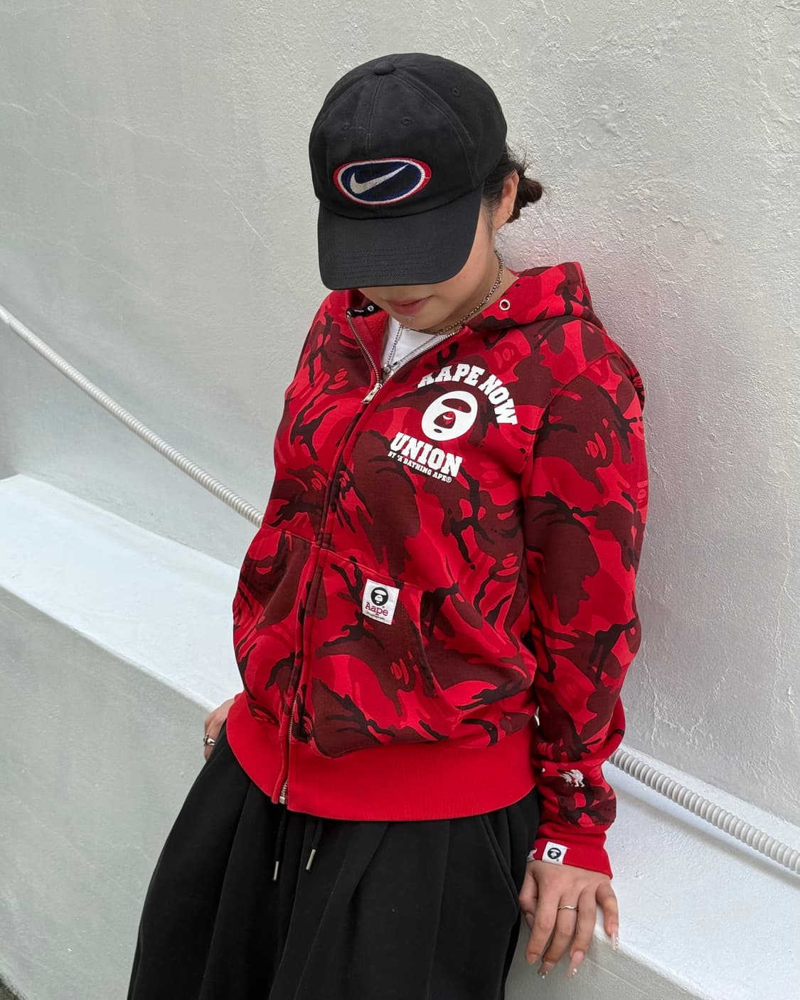 Aape 에이프 여성 레드카모 후드집업 상품이미지1