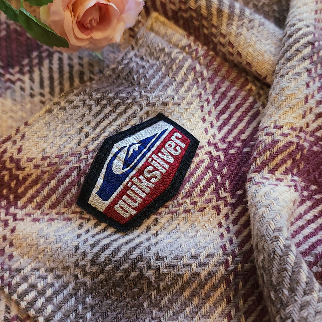 90s 퀵실버 플란넬 셔츠 헤비코튼 워크셔츠 퍼플 체크 L 상품이미지9