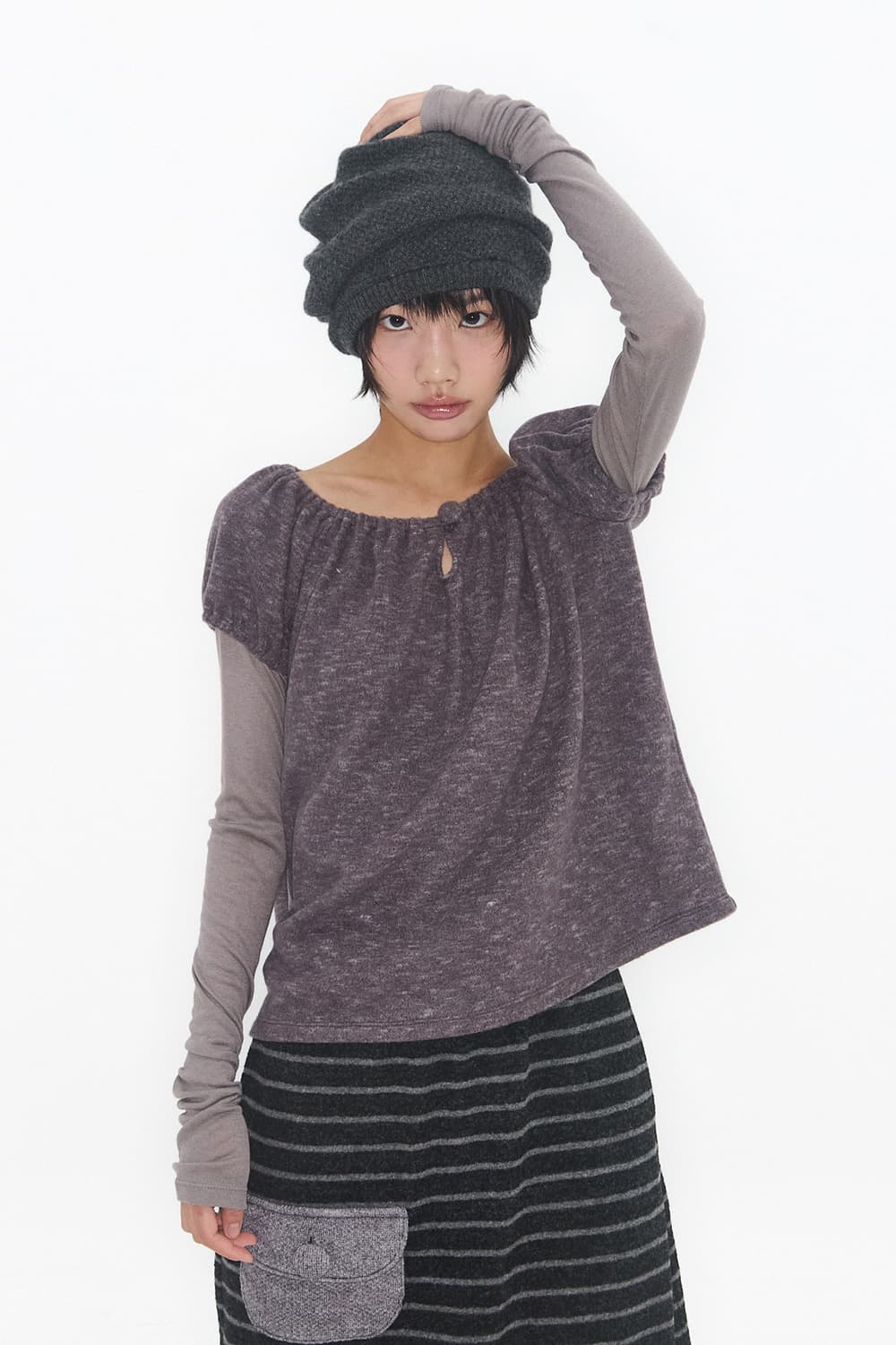 익스파이드걸 니트 비니 차콜 상품이미지7