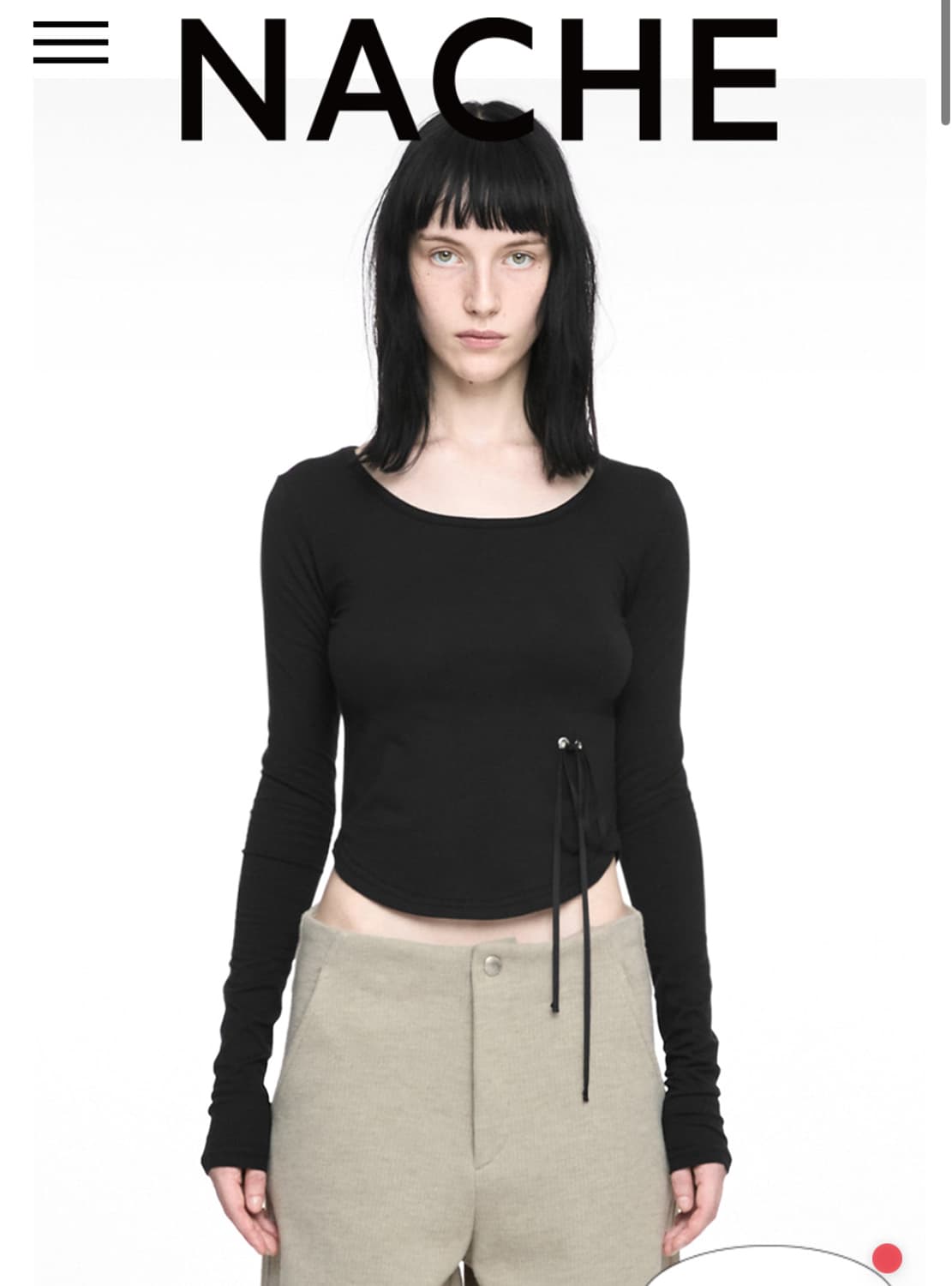 나체 크롭 롱슬리브 블랙 1사이즈 상품이미지1