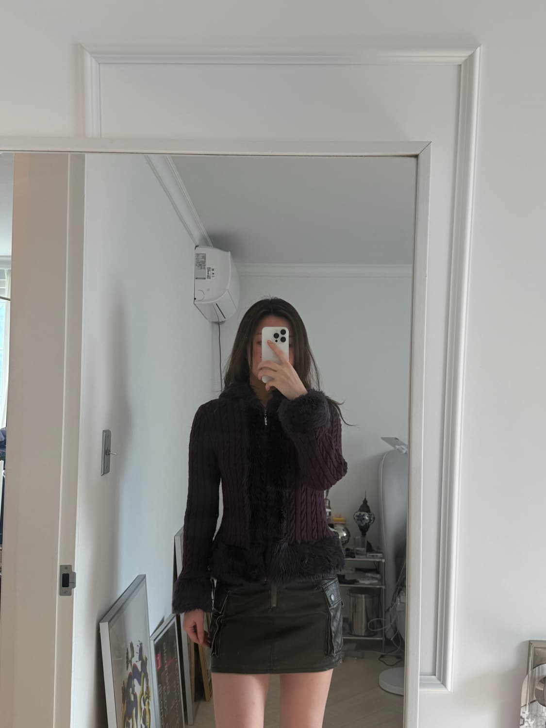 퍼플 퍼 가디건 purple fur cardigan  상품이미지1