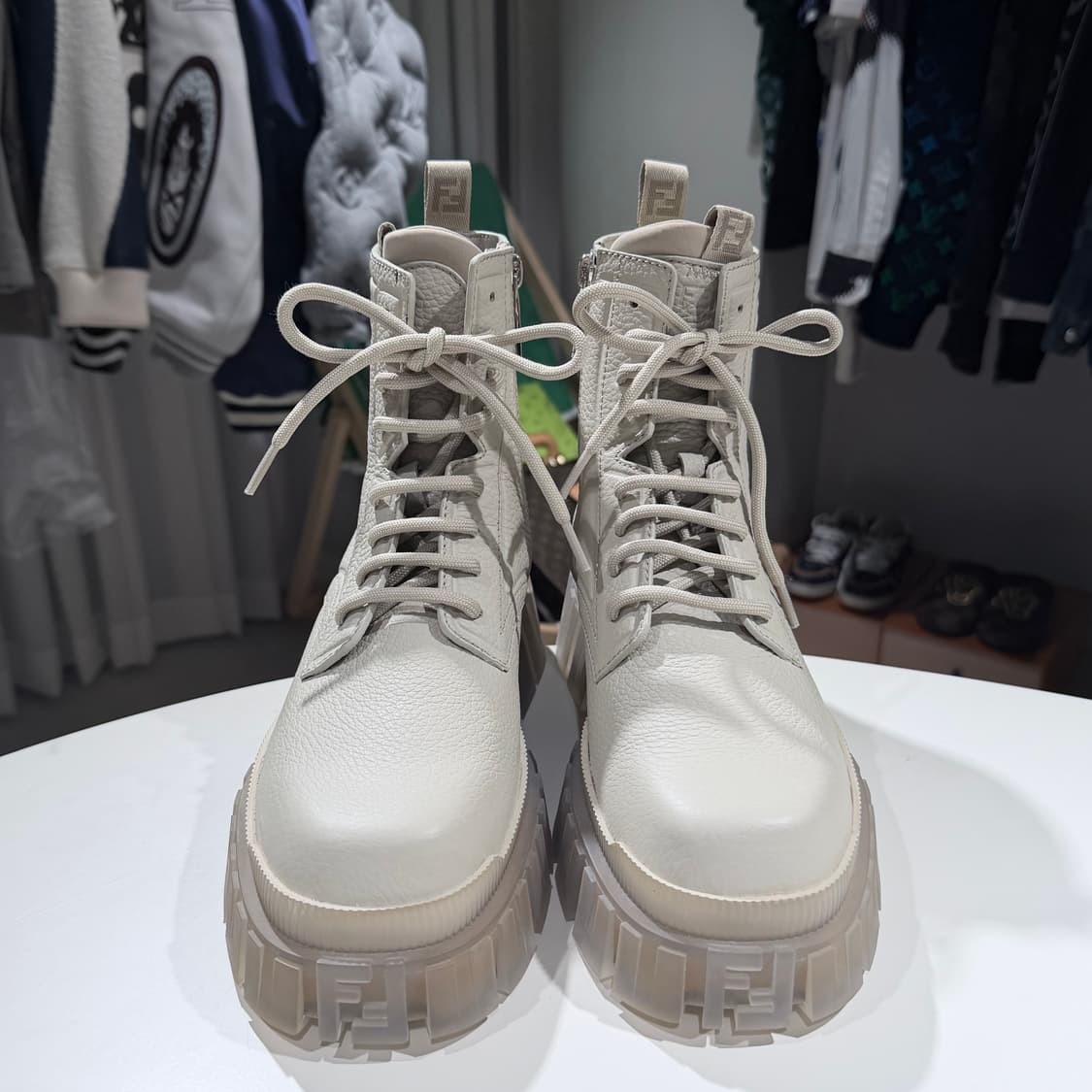 (A+/7) / 펜디 포스 컴뱃 워커 부츠 레더 가죽 아이보리 상품이미지2