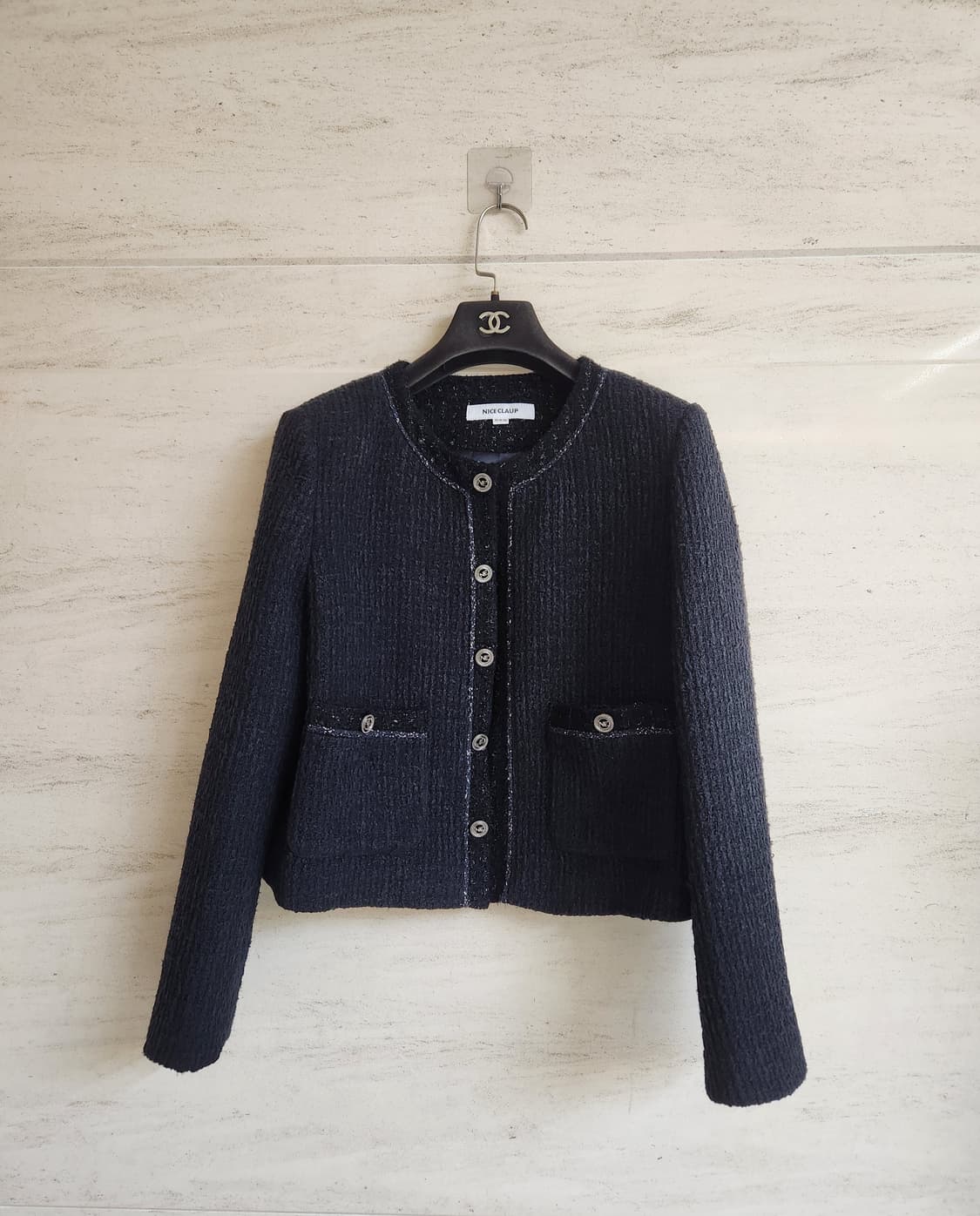 (블랙색상) 나이스클랍 트위드자켓  55사이즈 상품이미지4