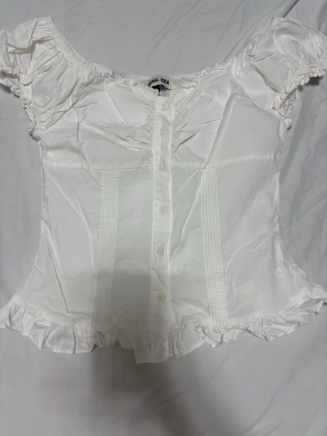 재너럴아이디어 캡 슬리브 하트넥 셔링 블라우스 상품이미지2