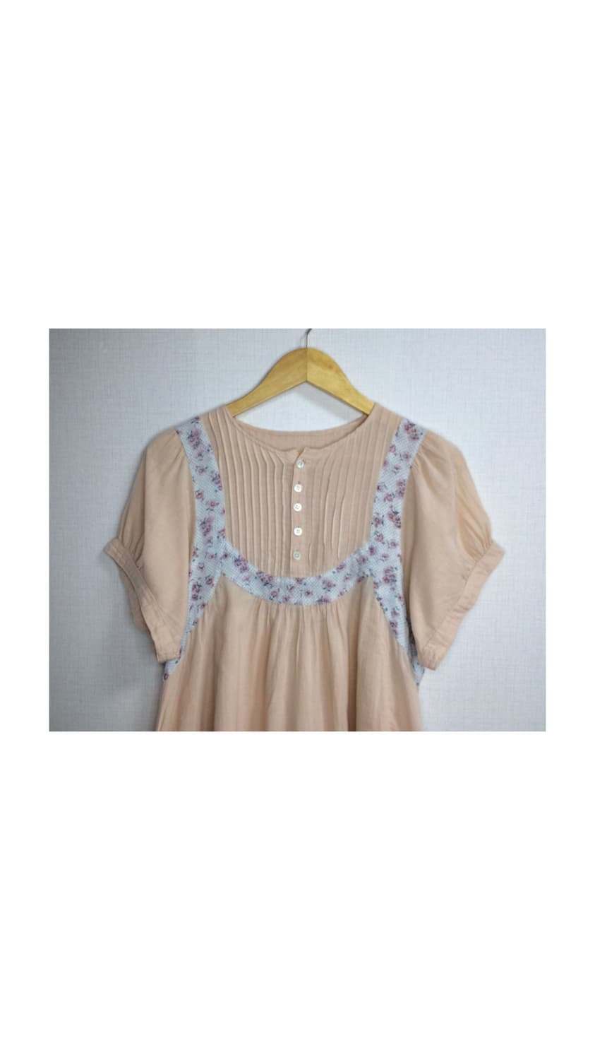 스나오쿠와하라 핑크 베이지 플라워 원피스 상품이미지2