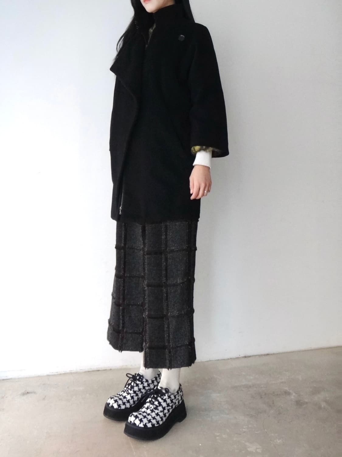 CALVIN KLEIN high neck mid coat / black 상품이미지5