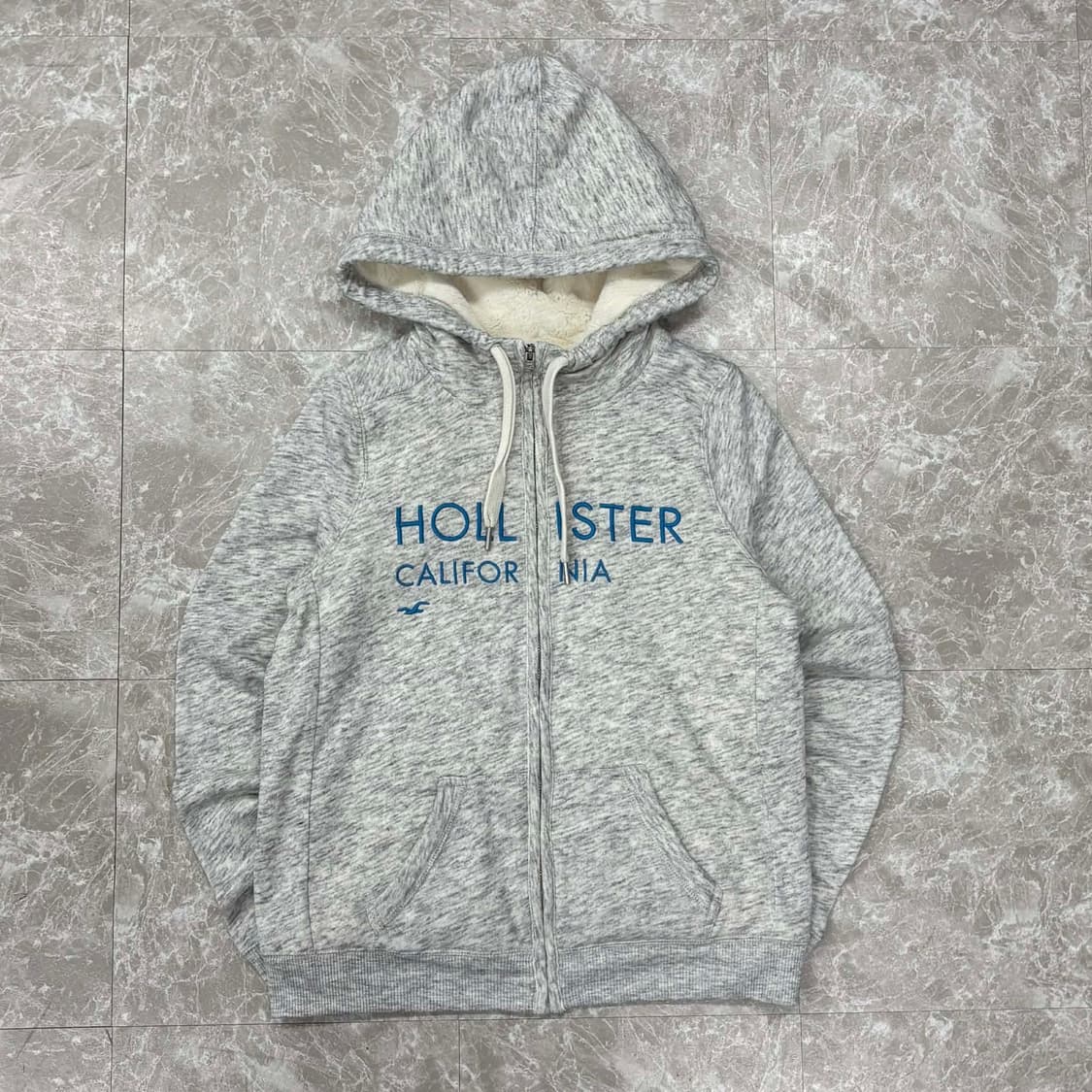 홀리스터 y2k 양털 울프죠 그레이 스웻 후드집업 희귀져지(M) 상품이미지3