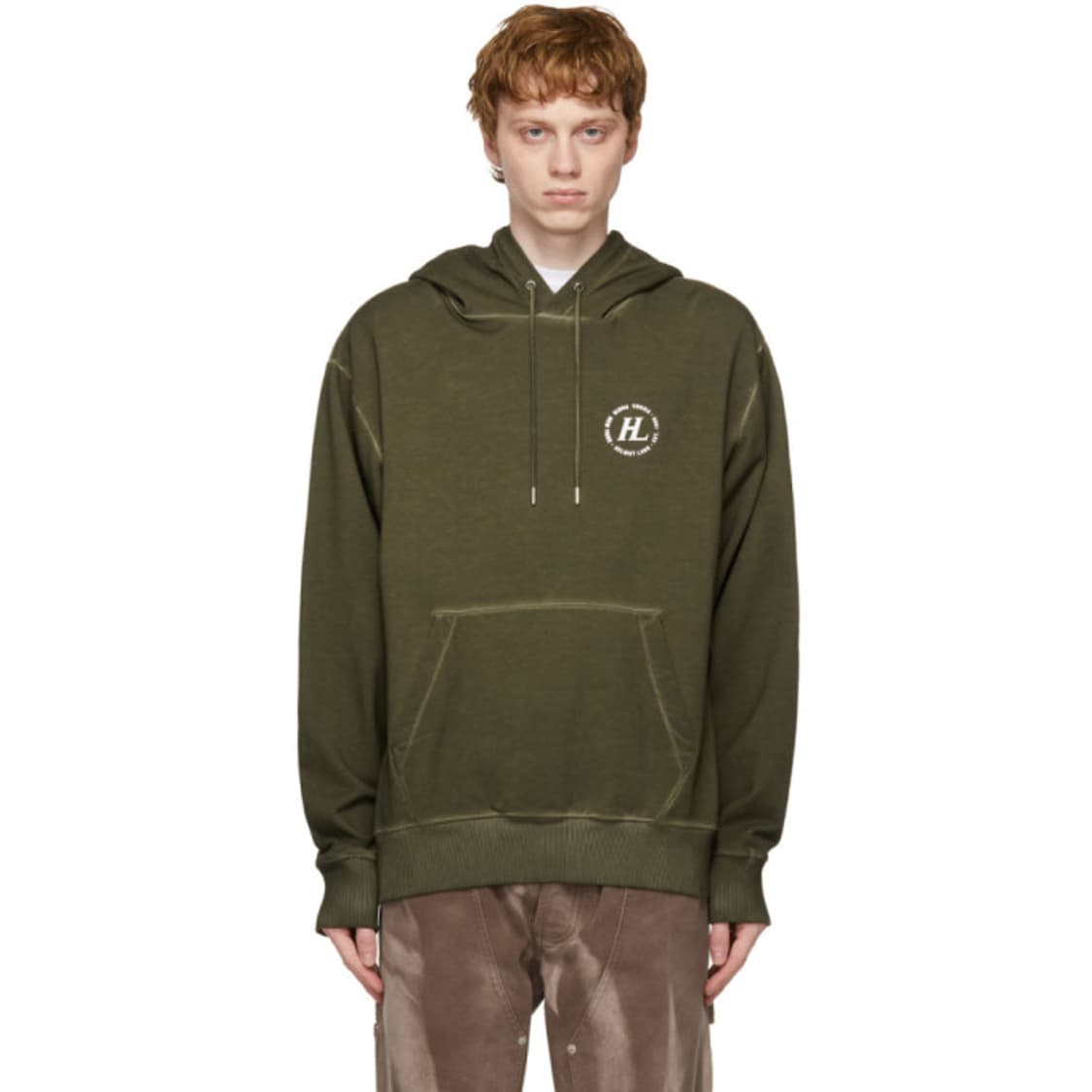 [새제품]XL 헬무트랭 백로고 가먼트다잉 후드티 후디 그린 맨투맨 상품이미지2