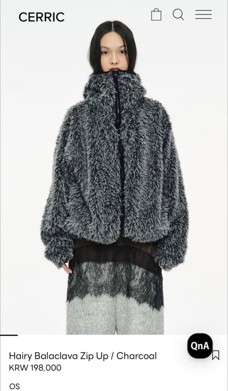 세릭 바라클라바 집업 차콜 OS 상품이미지1