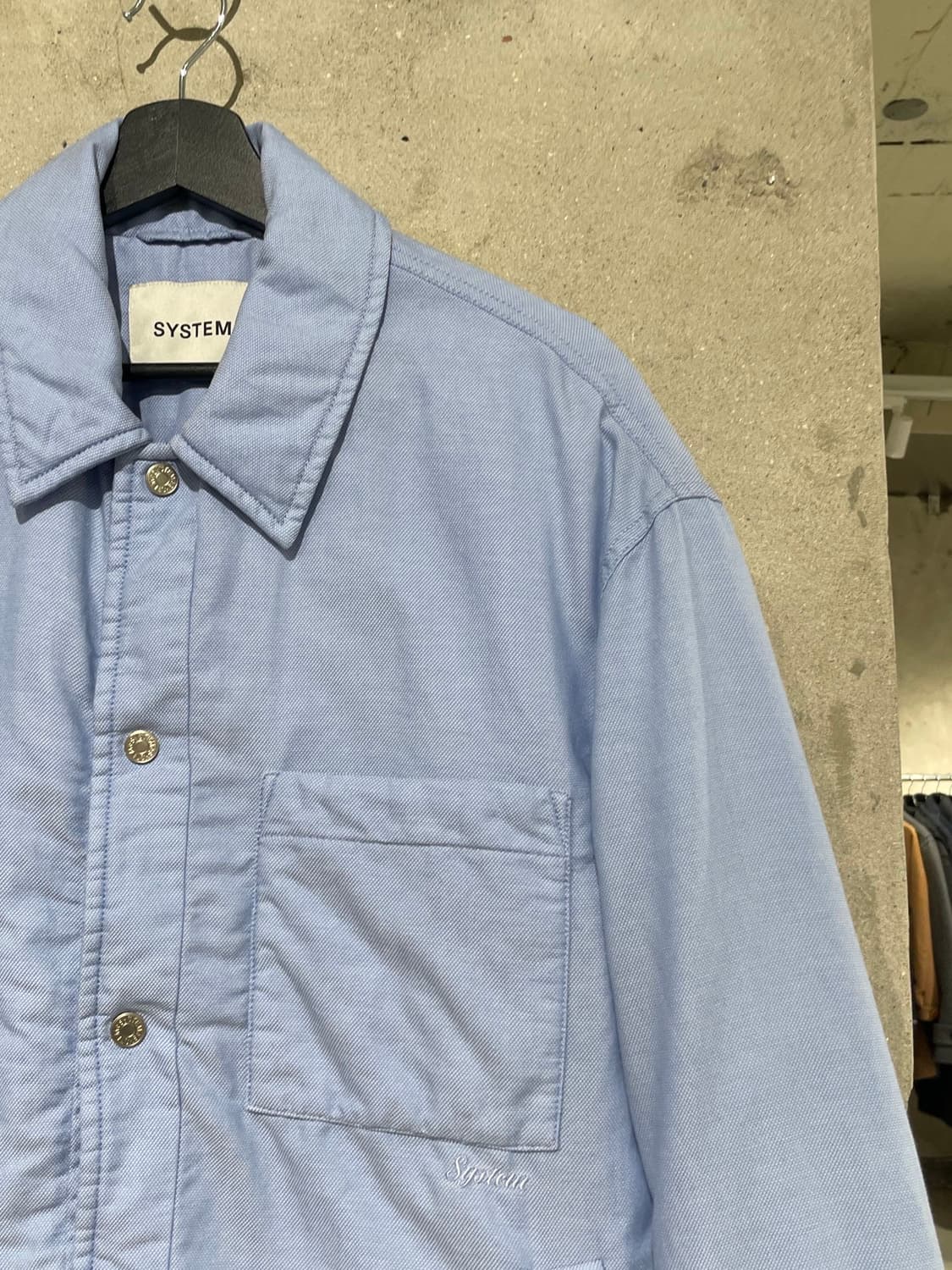 시스템 스카이 블루 싱글 포켓 스냅 버튼 자켓 상품이미지3