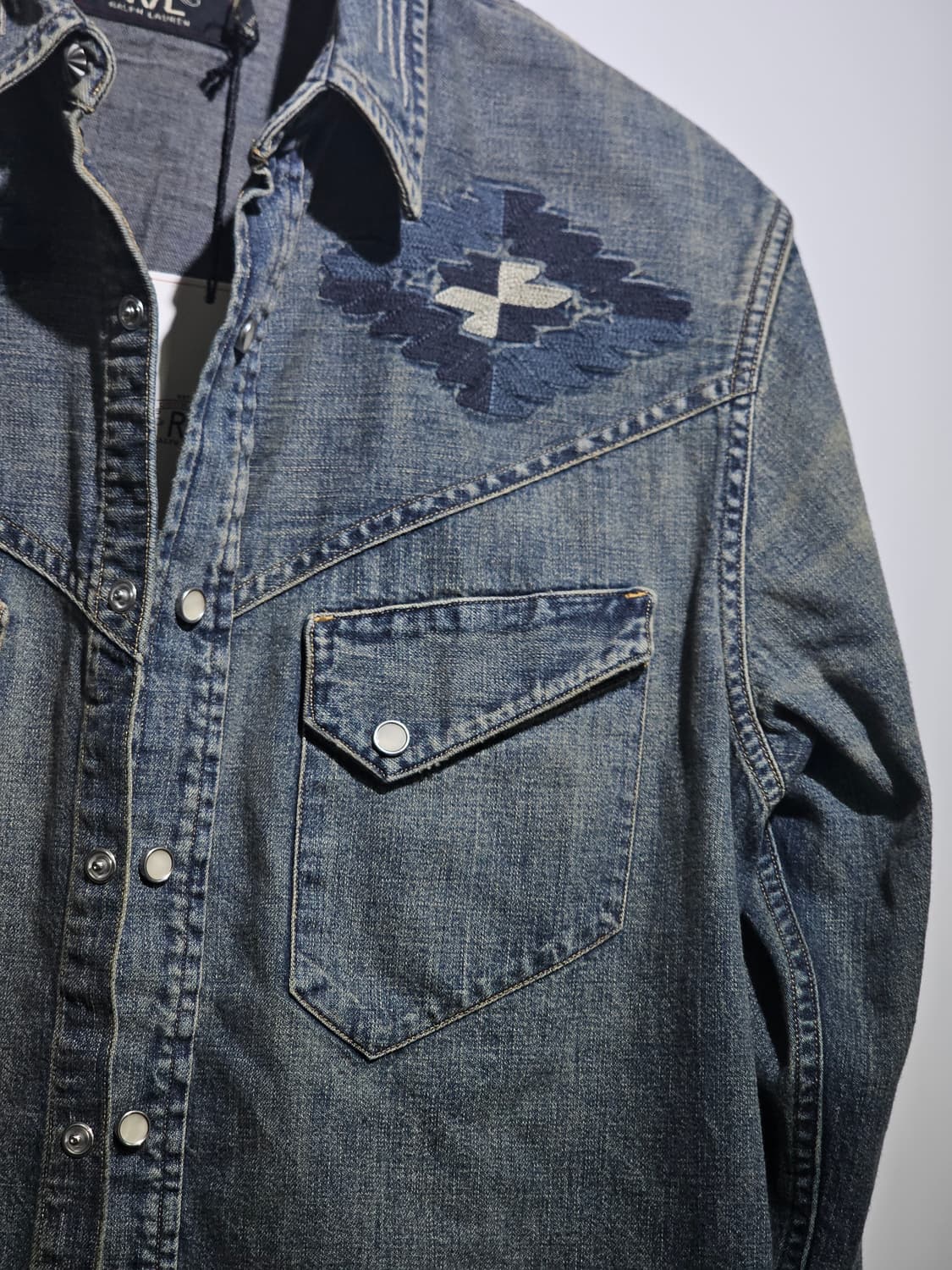 RRL 데님 웨스턴 셔츠 (웨스턴 요크 패턴)m 상품이미지4