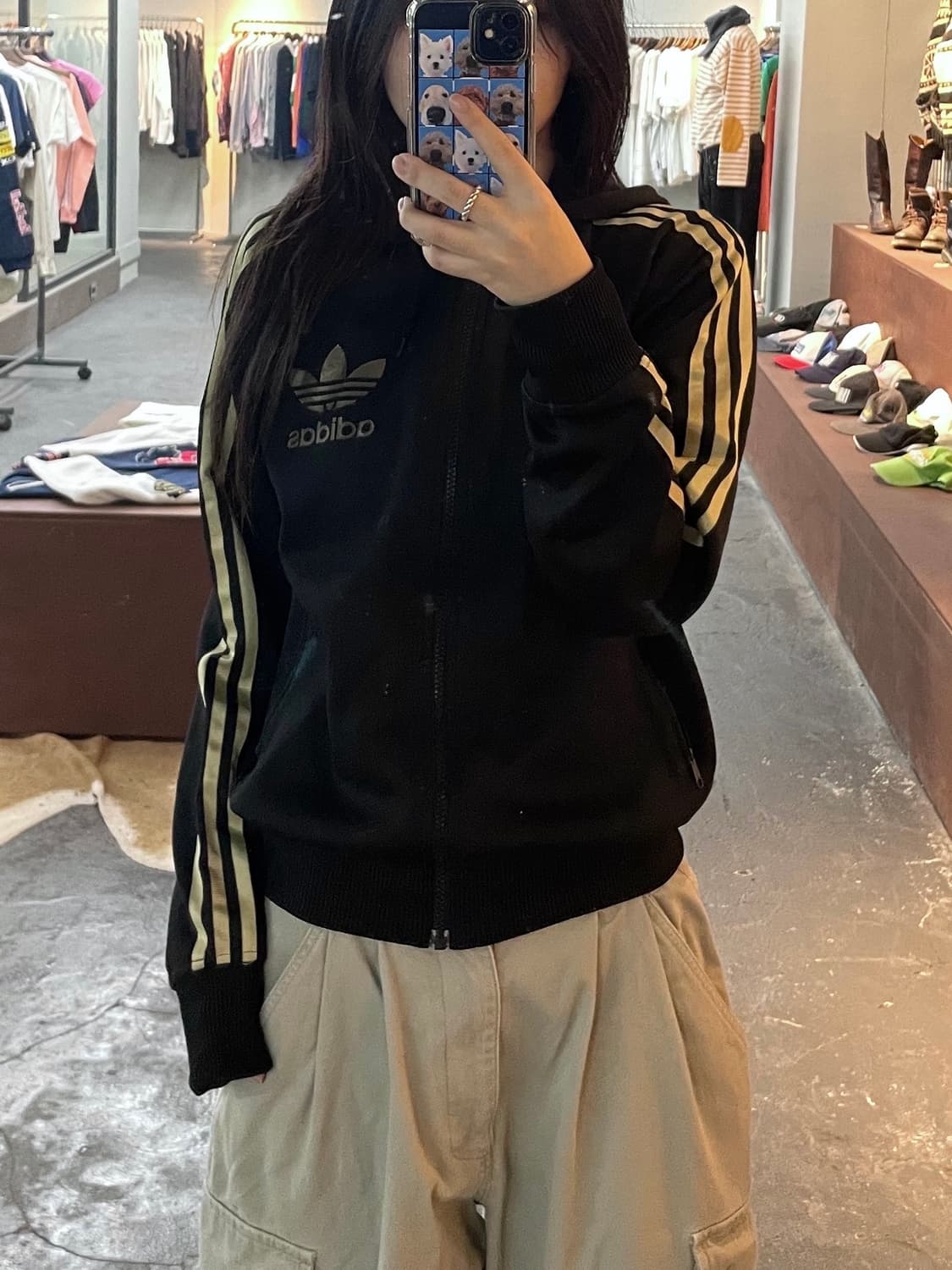 아디다스 블랙 골드 후드 져지 H27 상품이미지1
