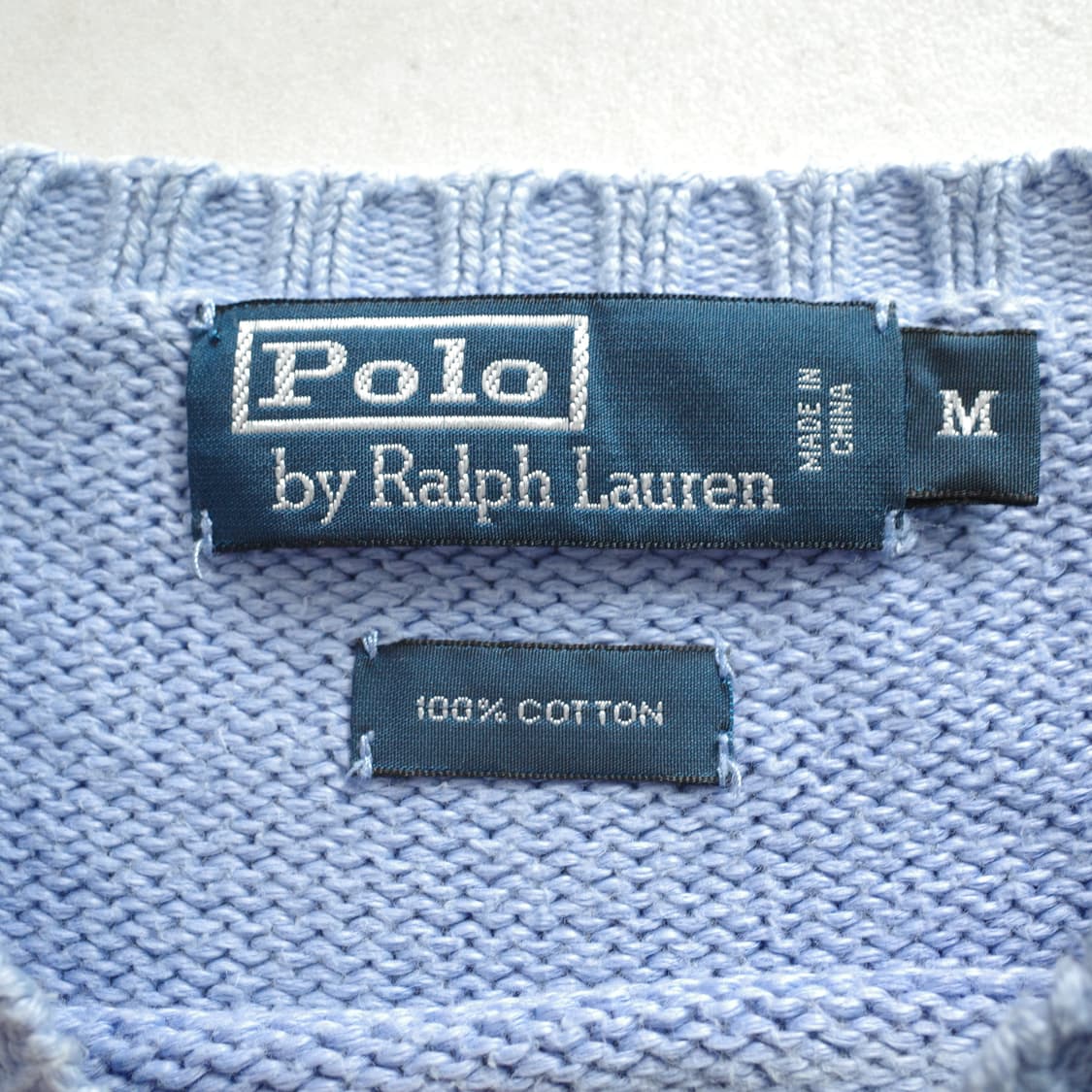 90s 폴로 랄프로렌 정품 코튼 니트 스카이블루 M 상품이미지5