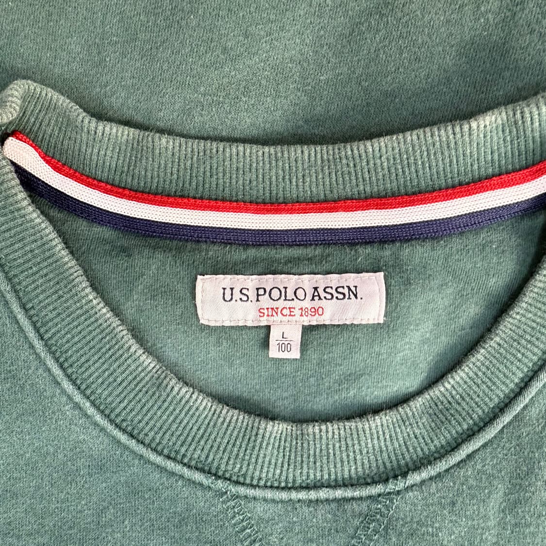 [L] US폴로에센 그린 기모 맨투맨 0112T1 상품이미지3