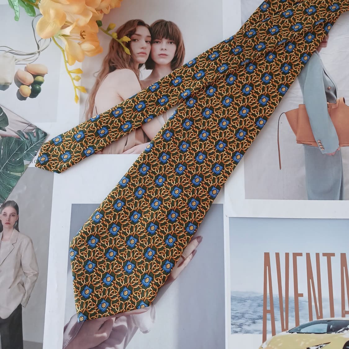 비토 루폴로 실크 카키 플로럴 넥타이 9.8cm A+등급 K19190
 상품이미지3