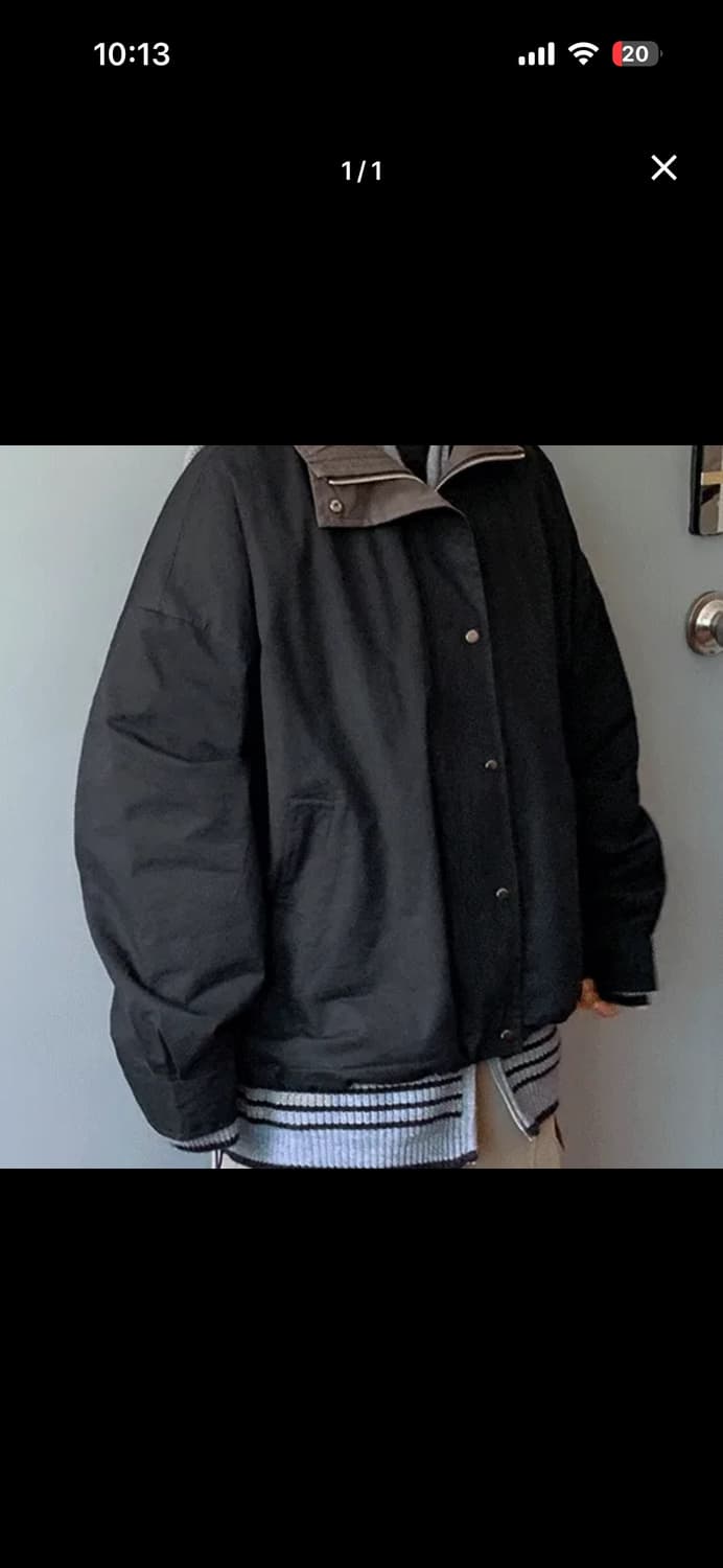 바온 텐닛 투웨이 배색 야상 자켓 네이비 상품이미지1