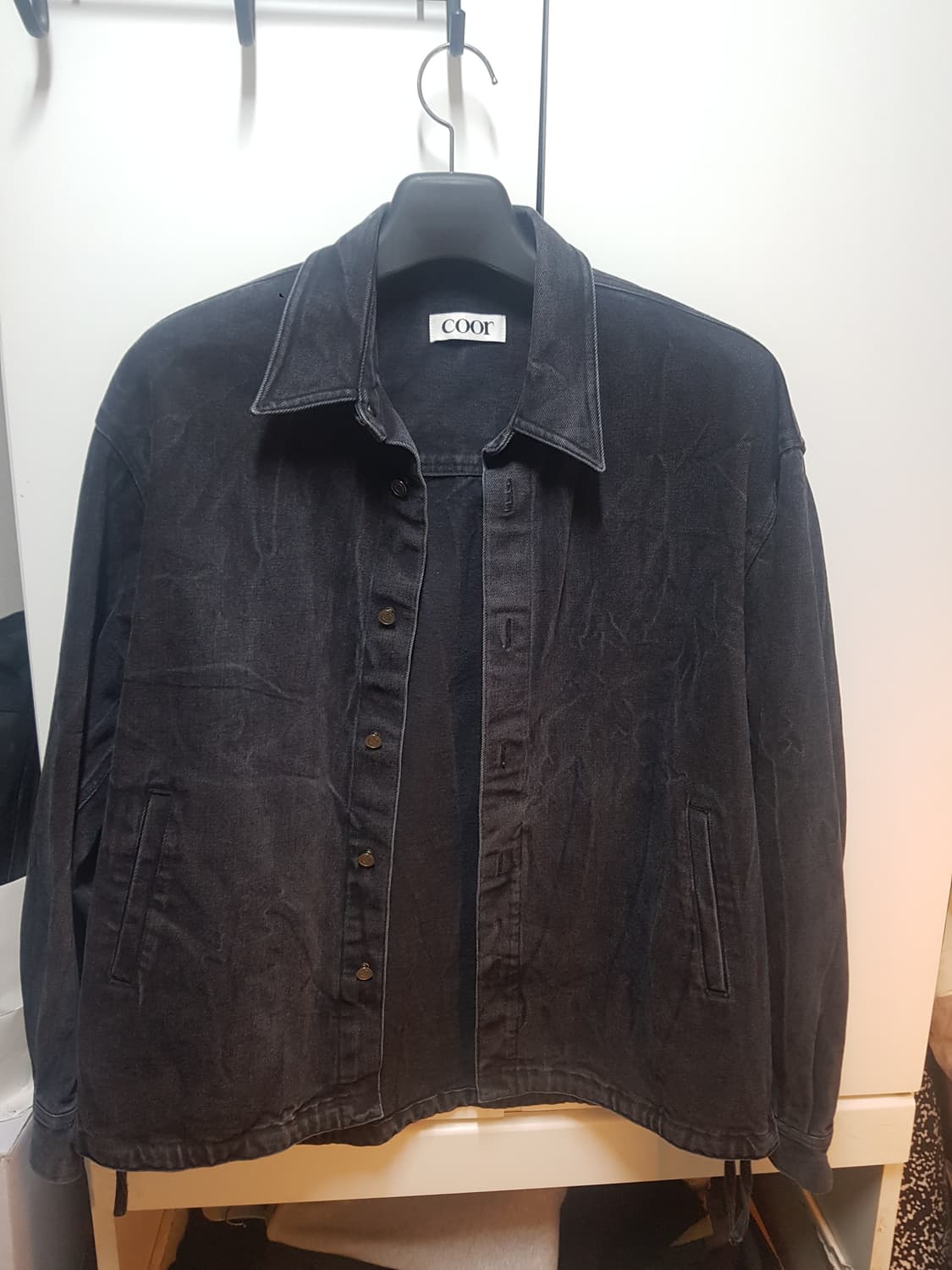 쿠어 링클 이펙트 아우터 셔츠 블랙 L 상품이미지4