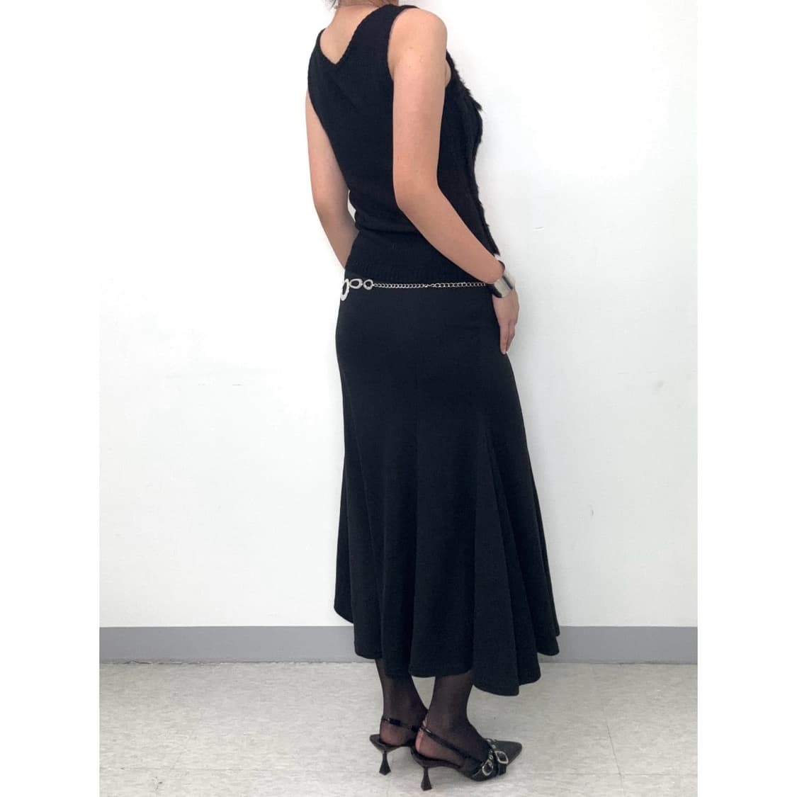 빈티지 블랙 니트 슬리브리스 상품이미지3