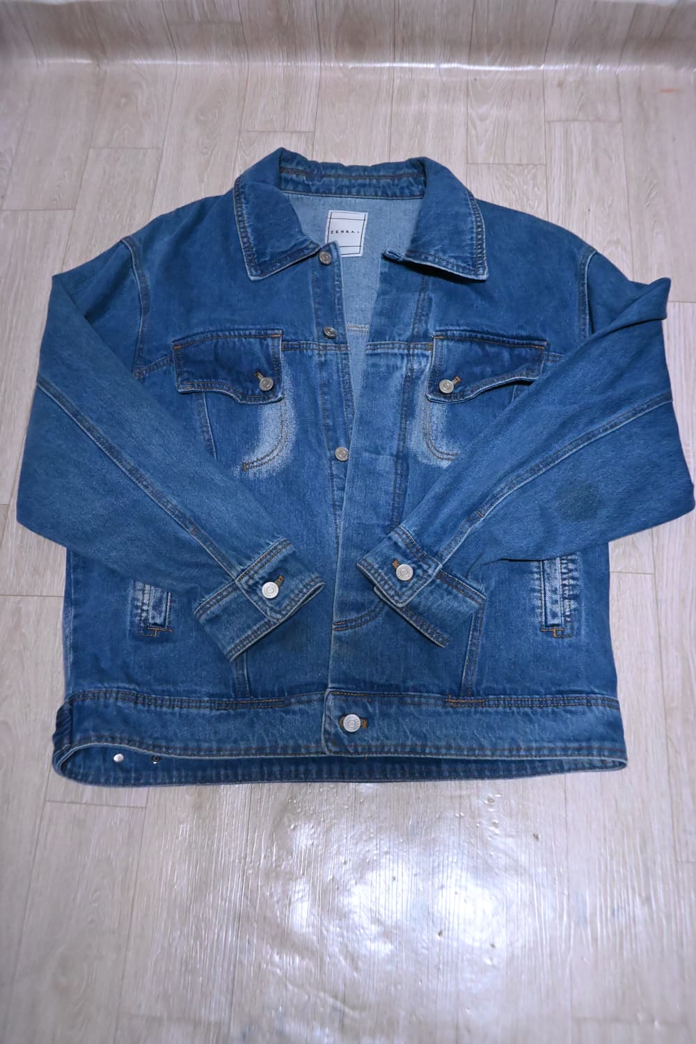 젠사이 포켓 워싱 데님 점퍼 블루 상품이미지1