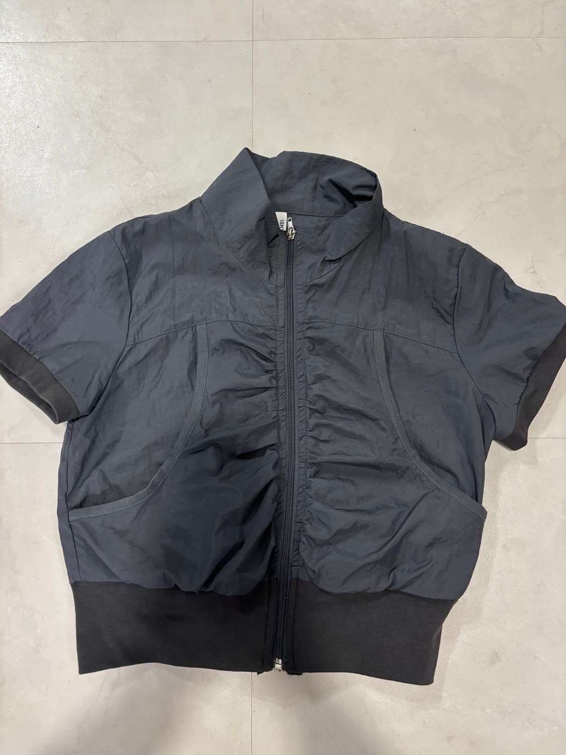 y2k 나일론 셔링 반팔 집업 상품이미지2