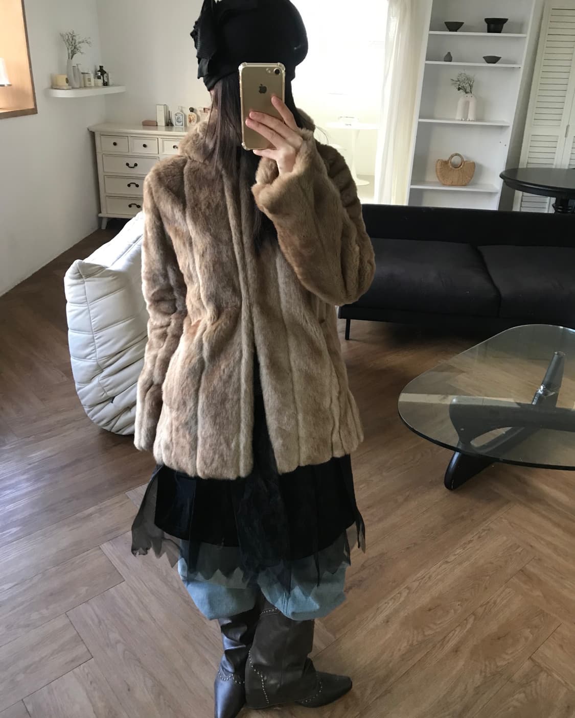 vintage hood fur jacket 상품이미지5