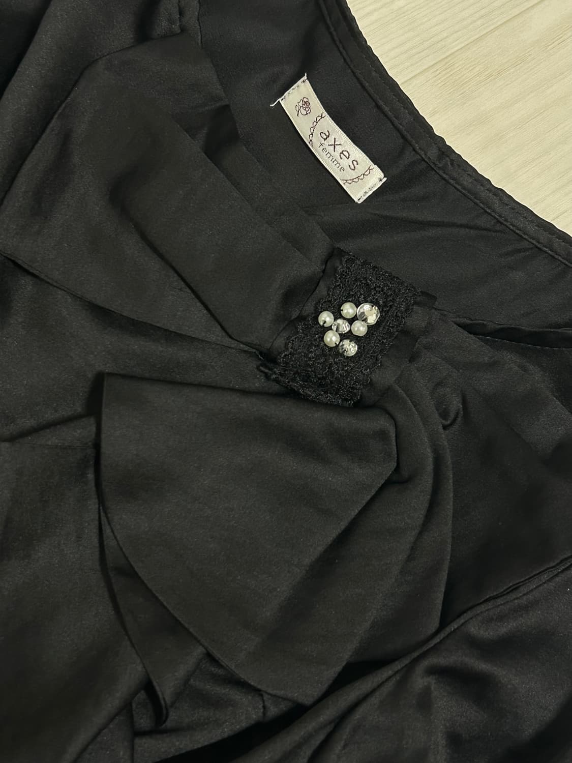 엑시즈팜 공겜여주 왕리본 큐빅 프릴 블라우스 고스로리 상품이미지2