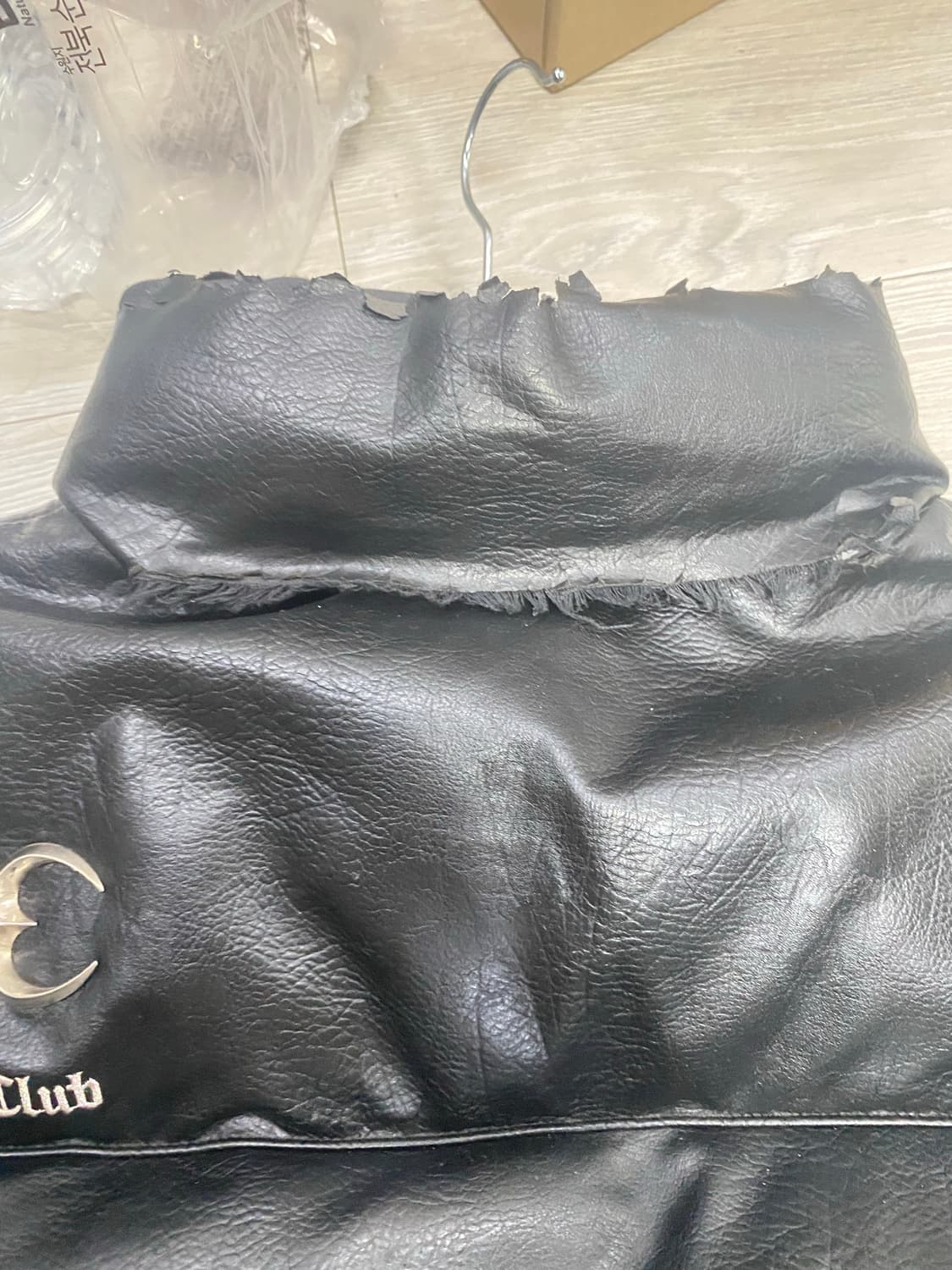 (1)떠그클럽 레더패딩 블랙 상품이미지5