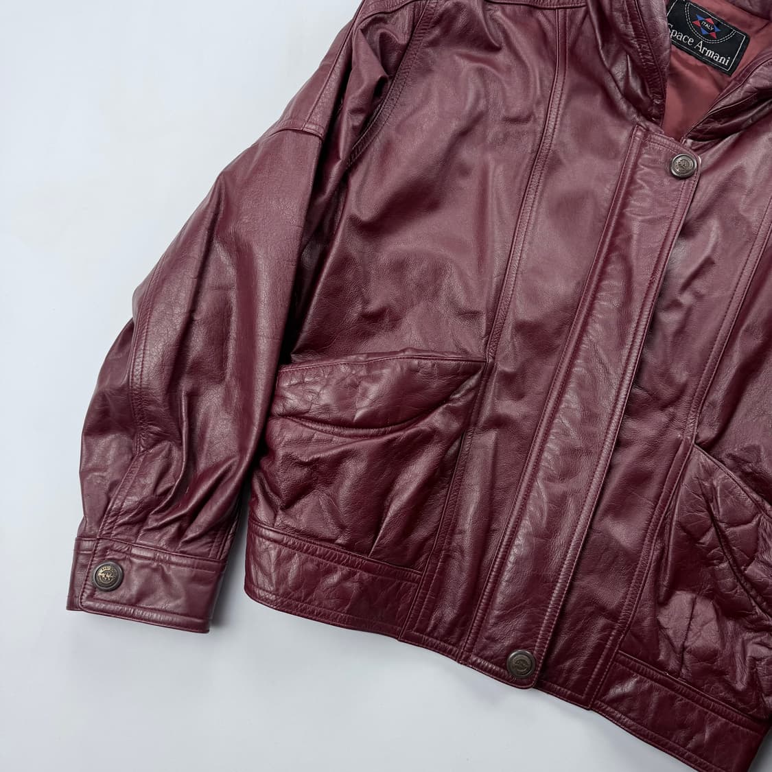 Space Armani 레더 봄버 자켓 버건디 상품이미지3