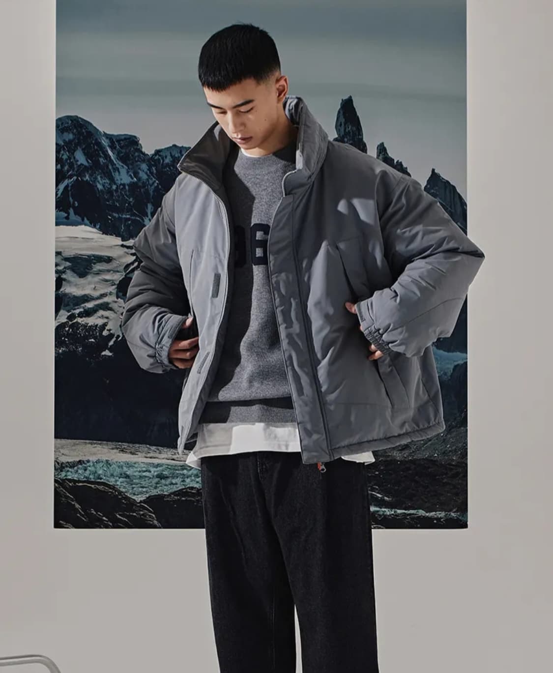 유니폼브릿지 레벨7 프리마로프트 몬스터 숏파카 그레이 상품이미지1