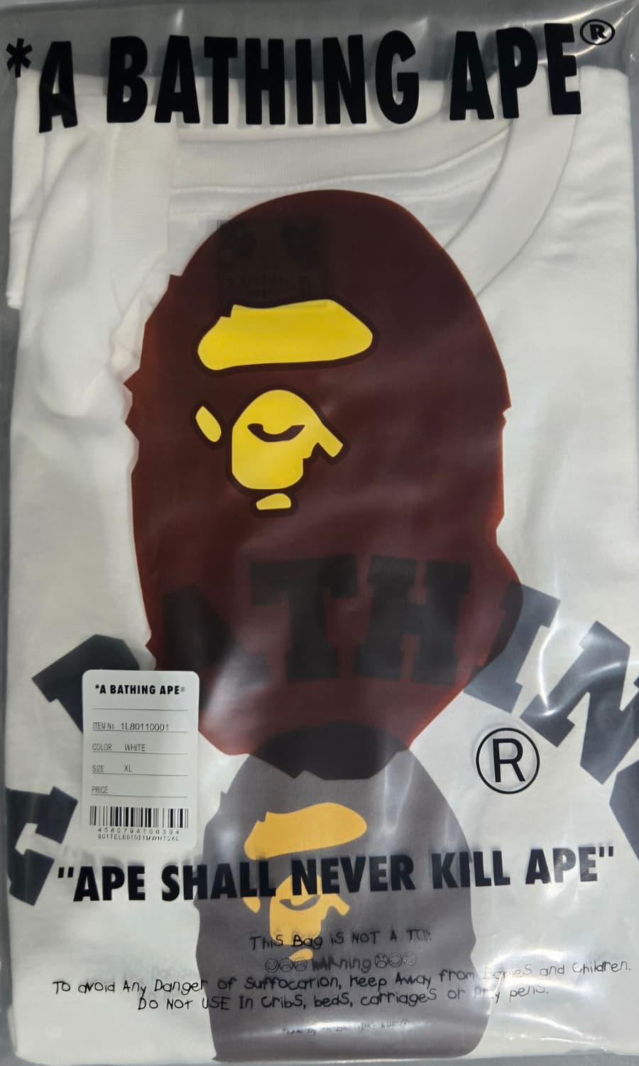 베이프 반팔티 블랙/화이트 새상품 상품이미지3