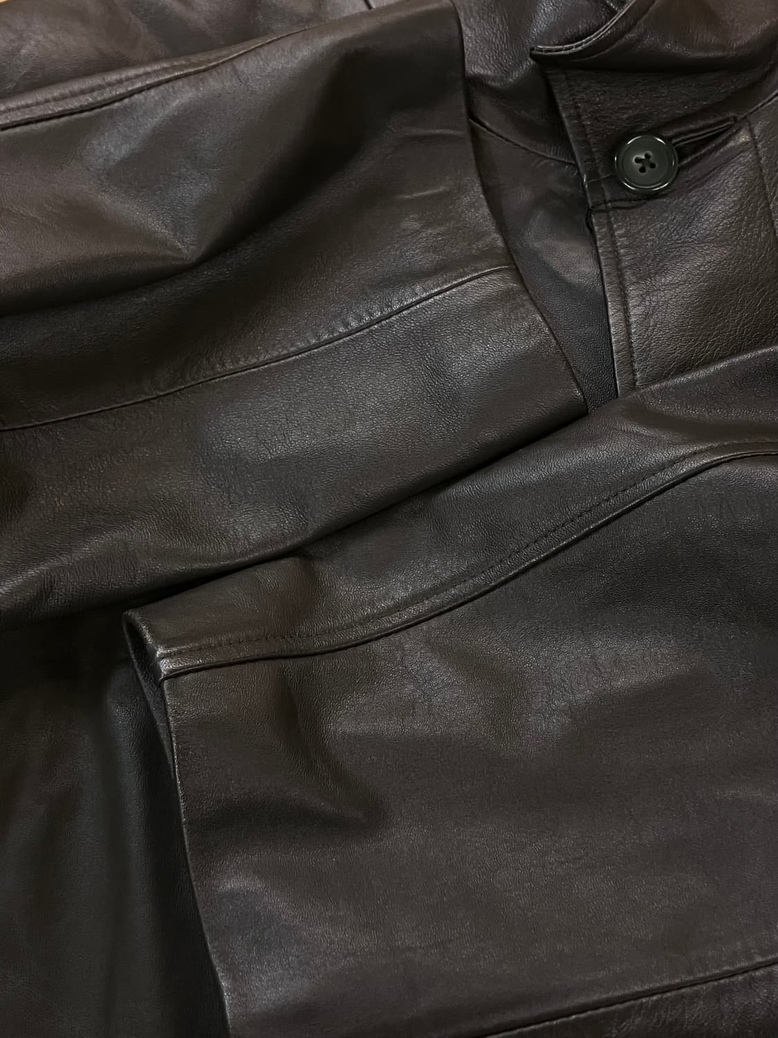 버튼 가죽 롱자켓 카키 XL #csz3530 상품이미지5