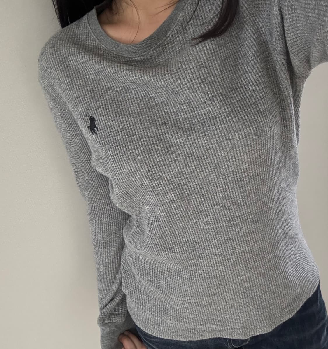 폴로 회색 와플 롱슬리브 상품이미지1