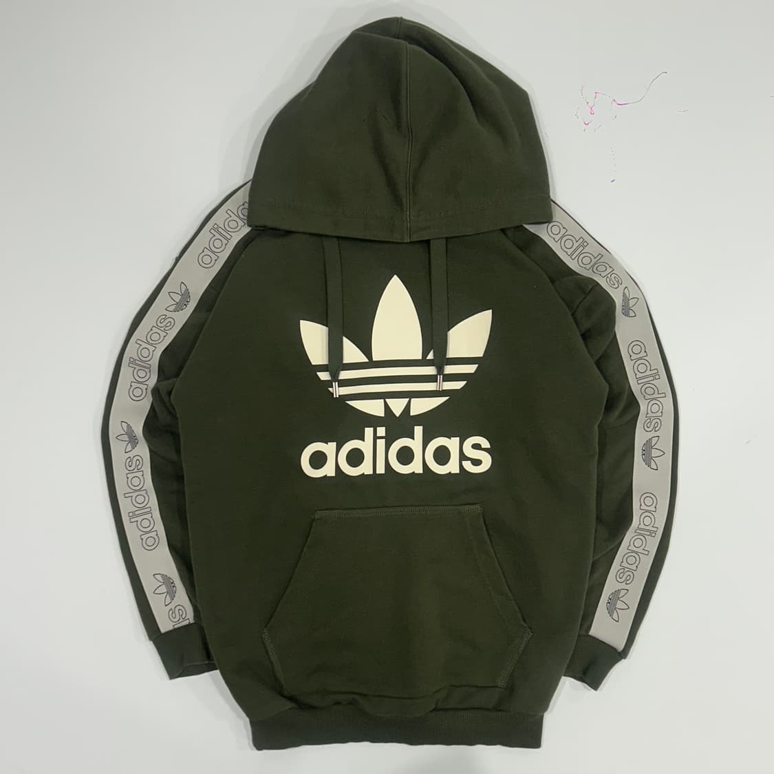 Adidas 아디다스 빅 파이어로고 사이드 포인트 카키 후드티  상품이미지3